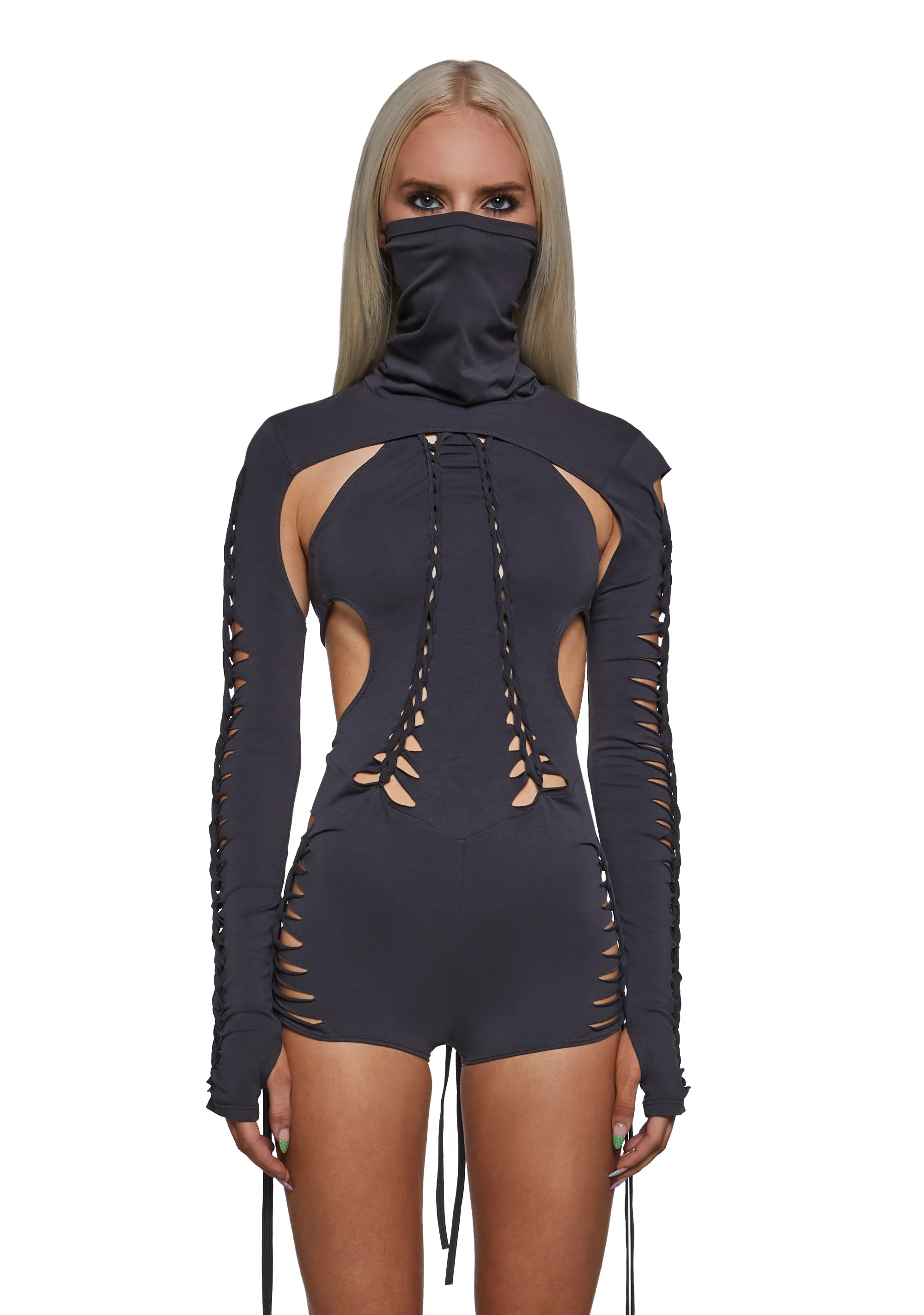 Outro Shredded Romper With Shrug - Image 7