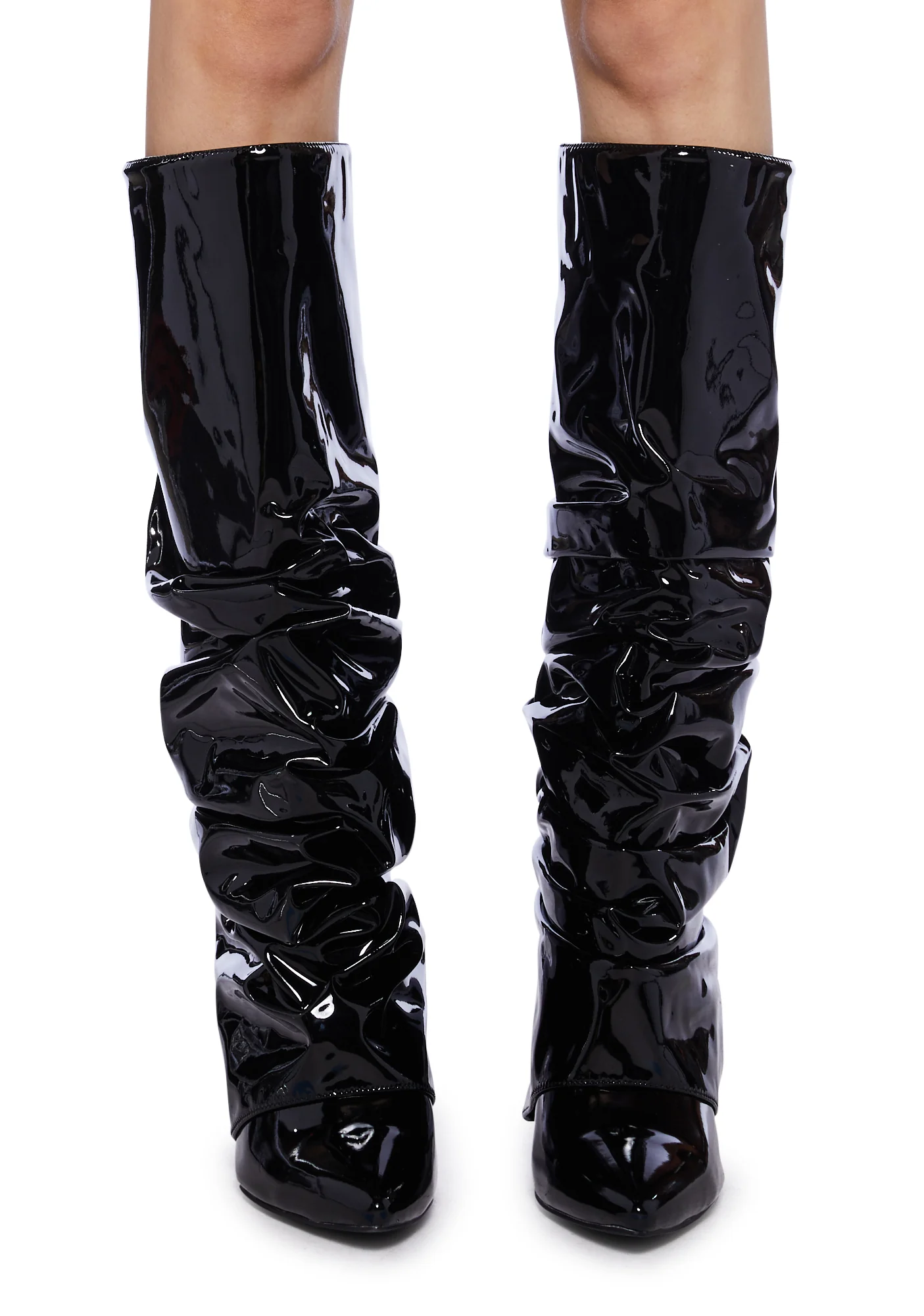 Sif Latex Wedge Boots- Black - Image 3