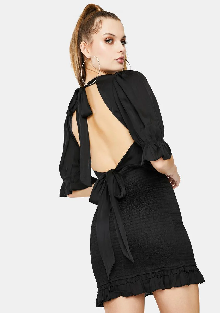 Silky Ruched Mini Dress - Image 4