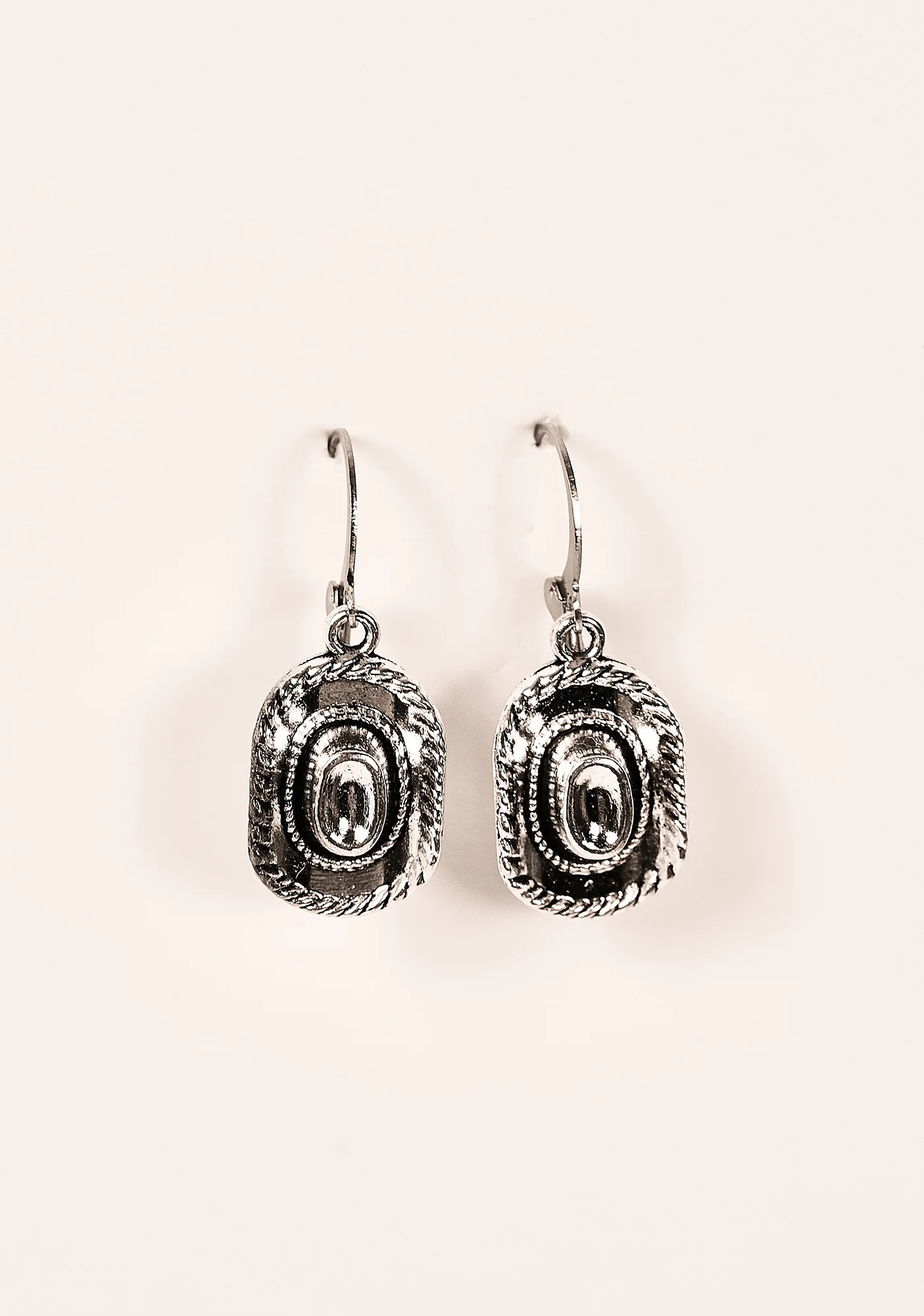 Silver Cowboy Hat Earrings - Image 3
