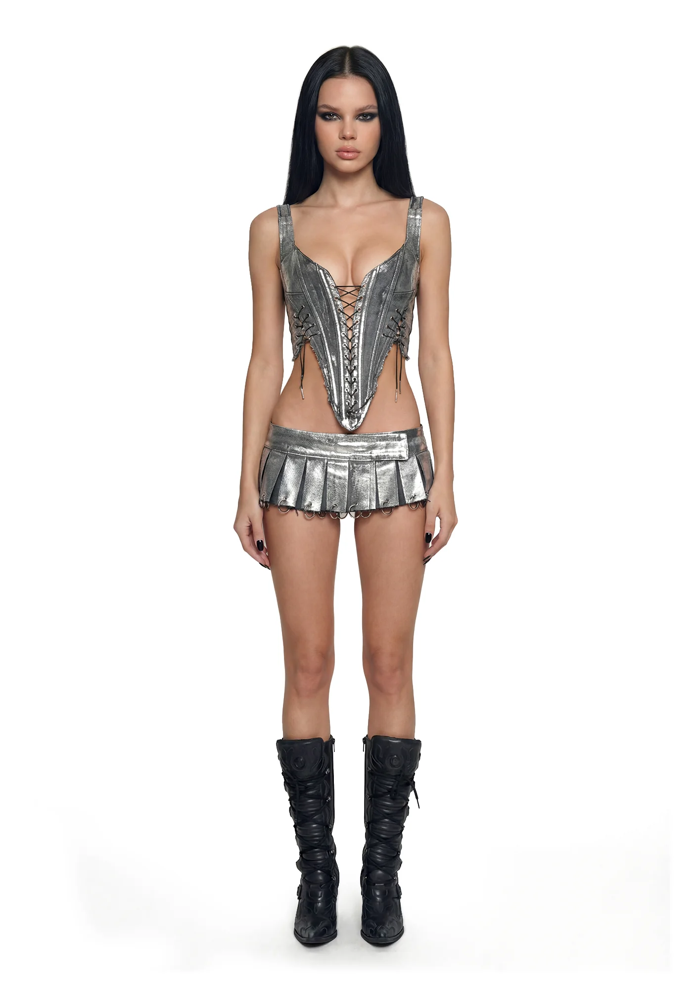 Denim Corset - Silver - Image 2