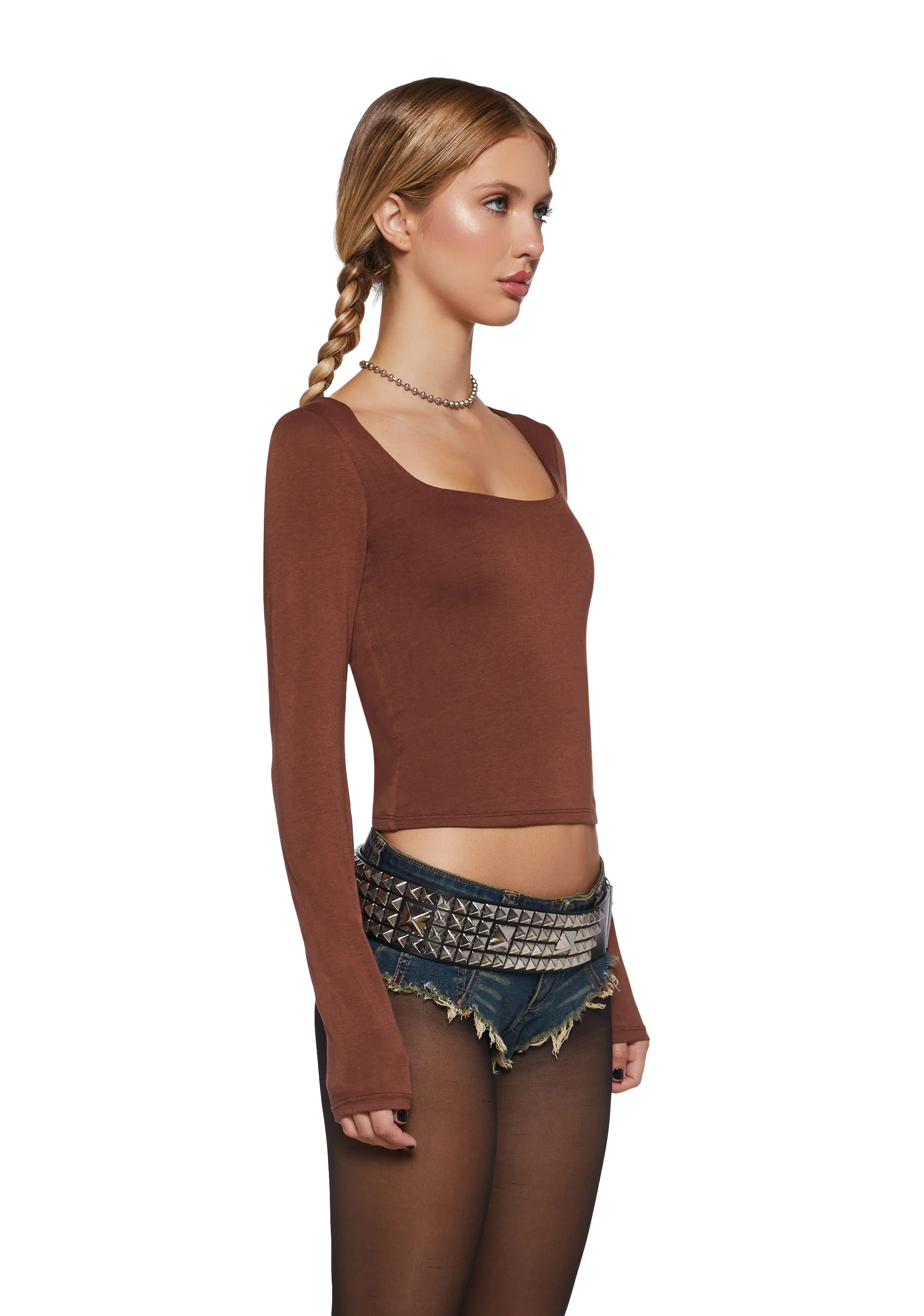 Singled Out Long Sleeve Tee - Brown - Image 3