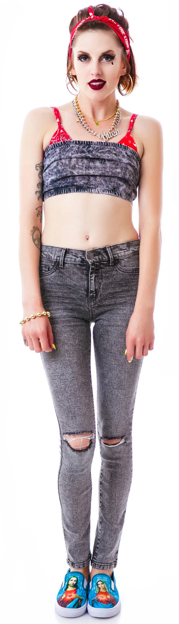 Singles Acid Wash Tube Top - Light Blue - Image 10