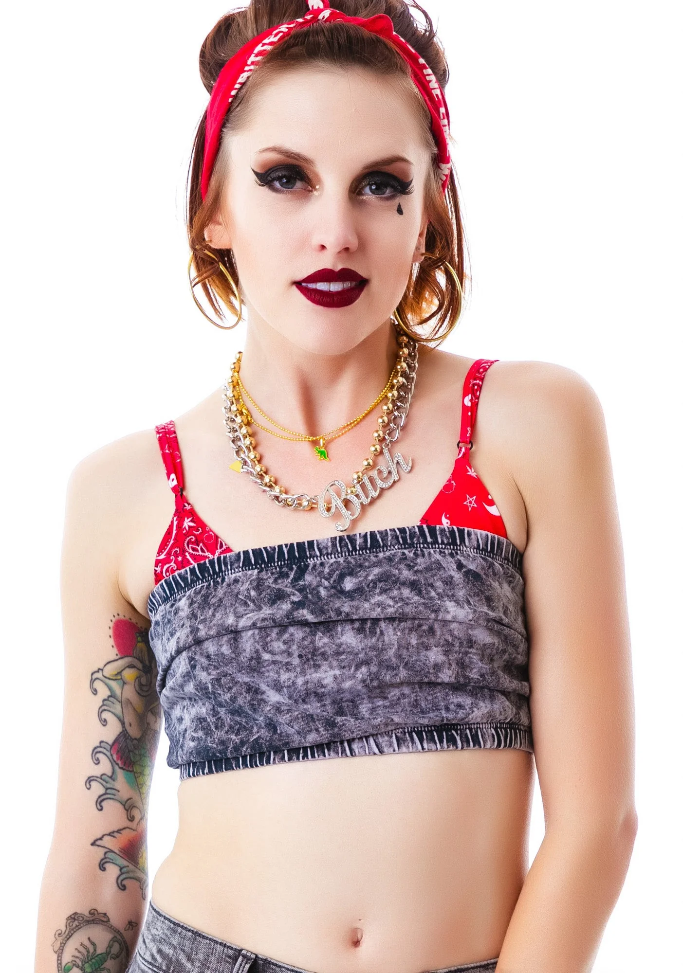 Singles Acid Wash Tube Top - Light Blue - Image 7