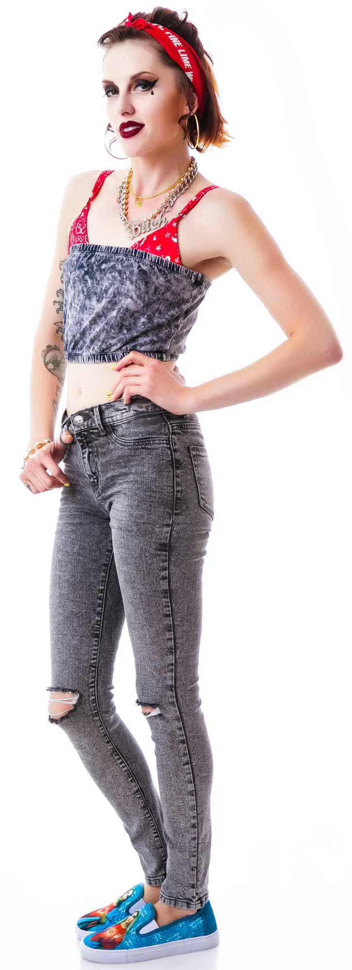 Singles Acid Wash Tube Top - Light Blue - Image 8