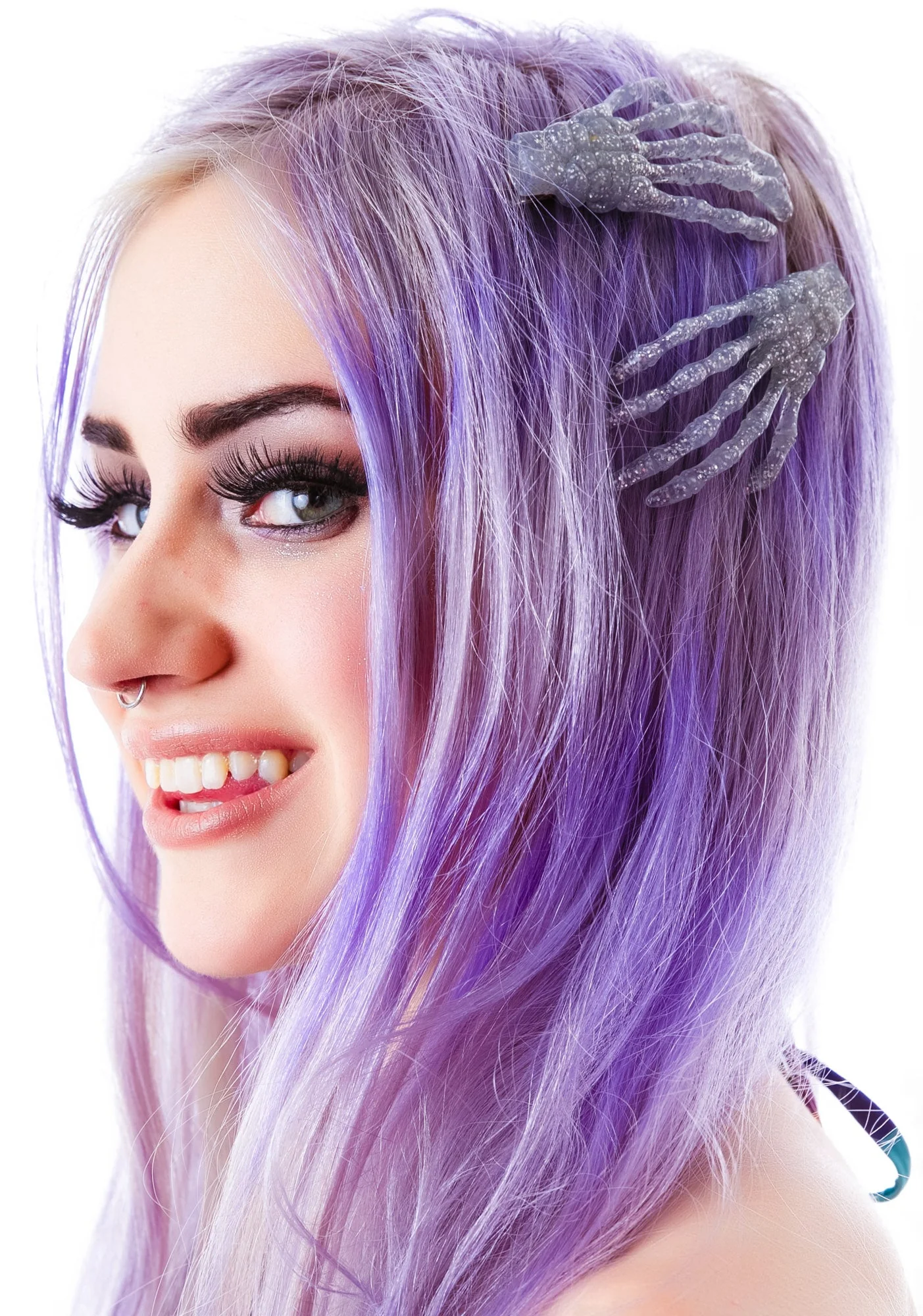 Skeleton Bone Hands Hair Slides - Pink - Image 13