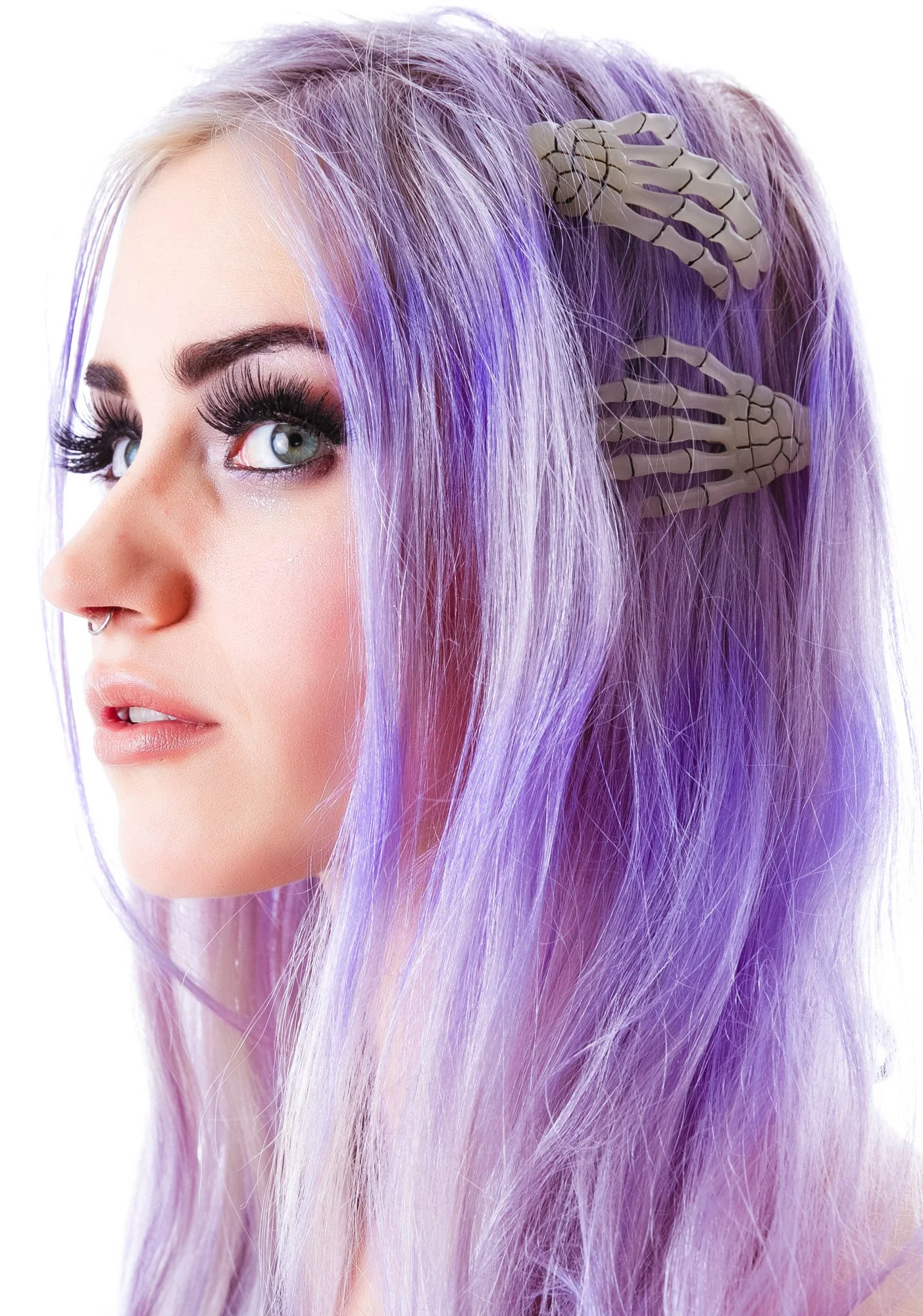 Skeleton Bone Hands Hair Slides - Pink - Image 14