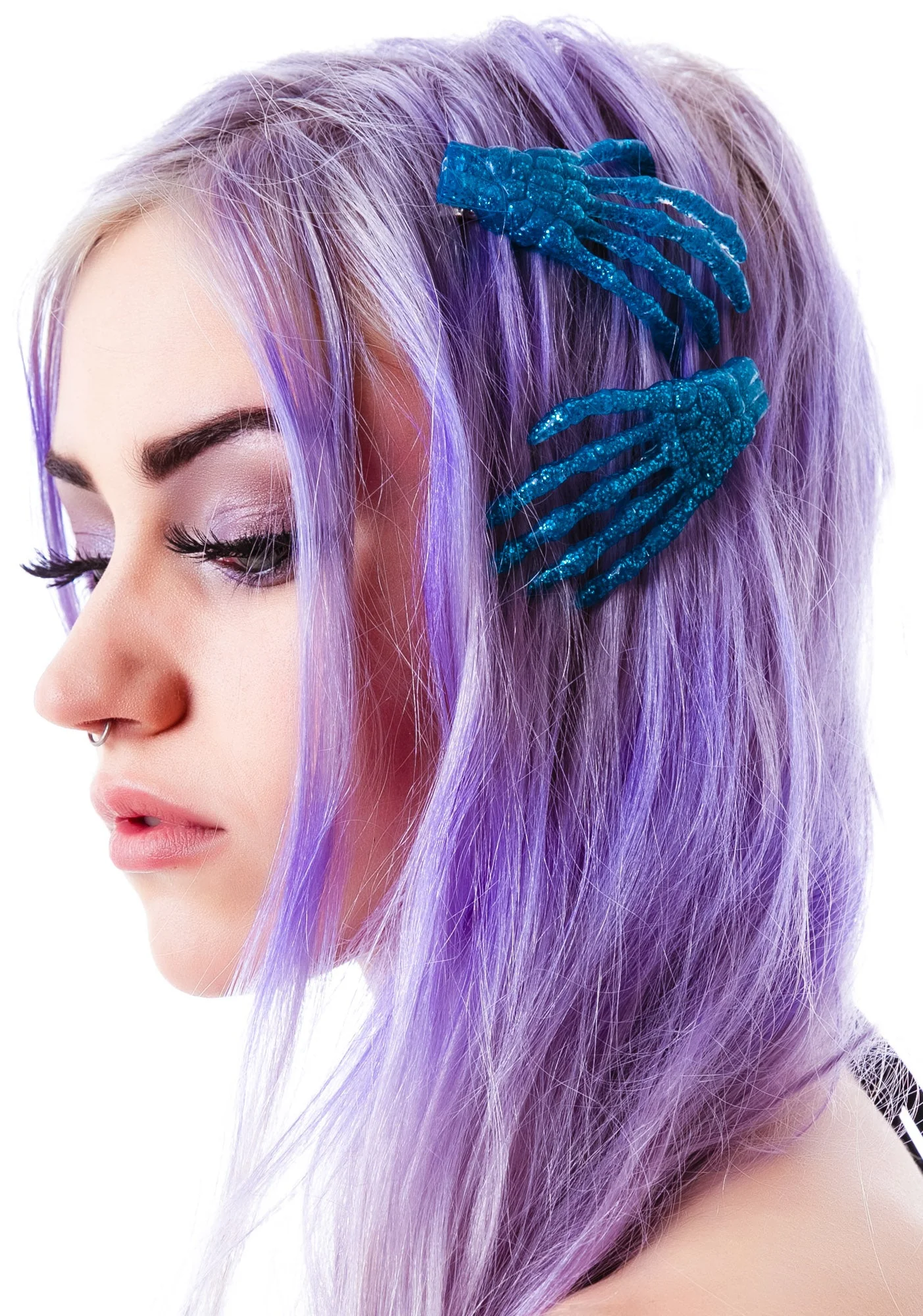 Skeleton Bone Hands Hair Slides - Pink - Image 9