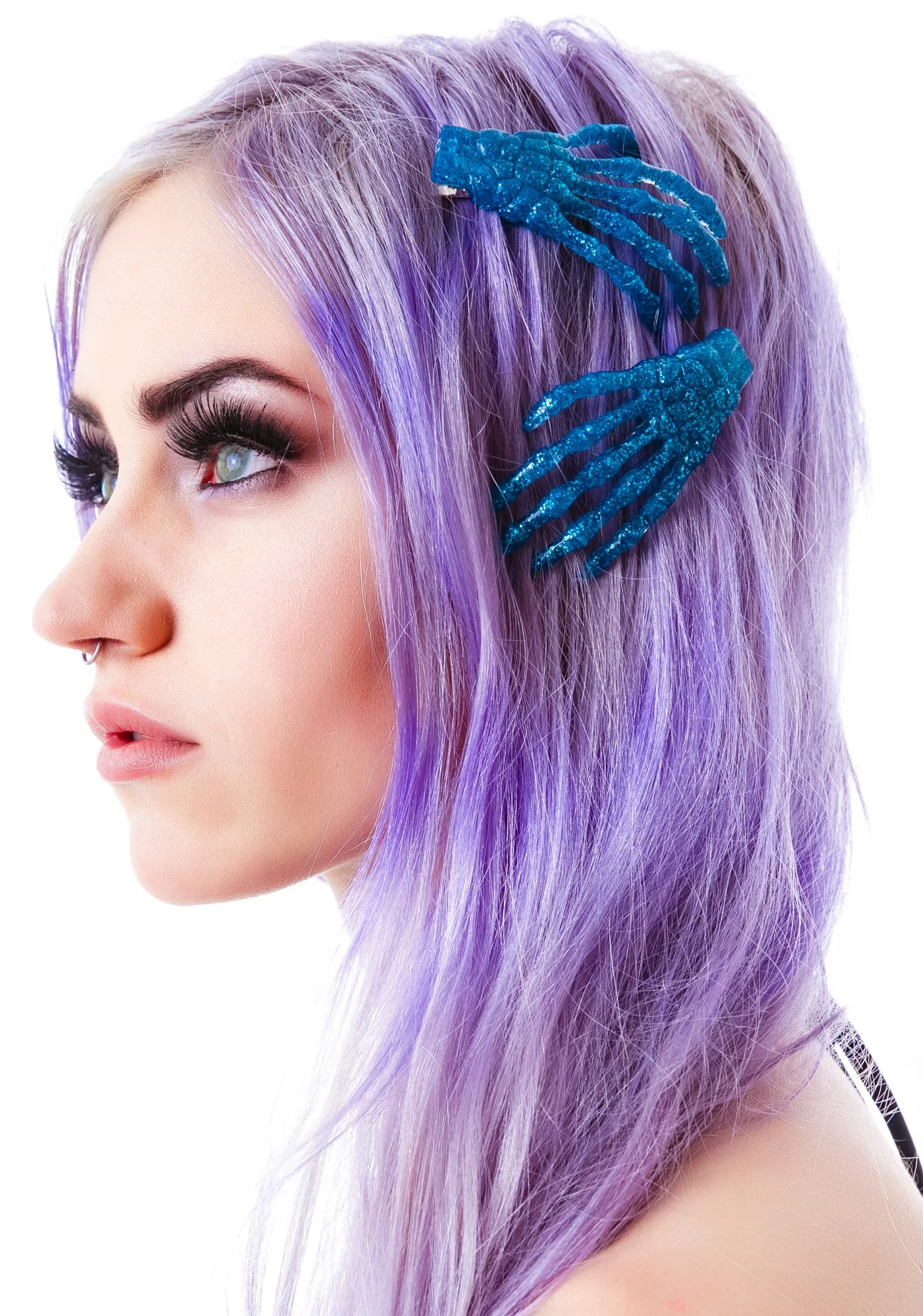 Skeleton Bone Hands Hair Slides - Blue - Image 10