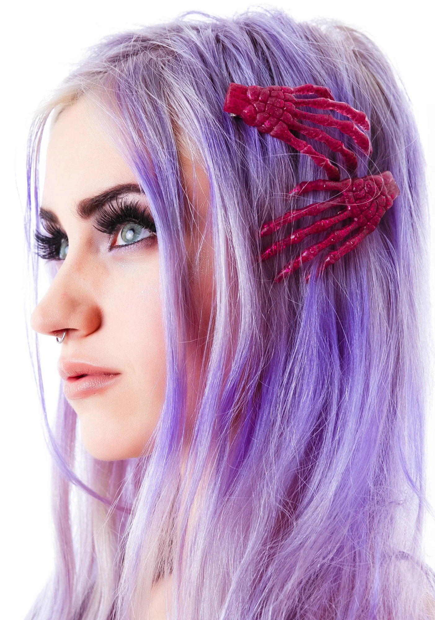 Skeleton Bone Hands Hair Slides - Blue - Image 26