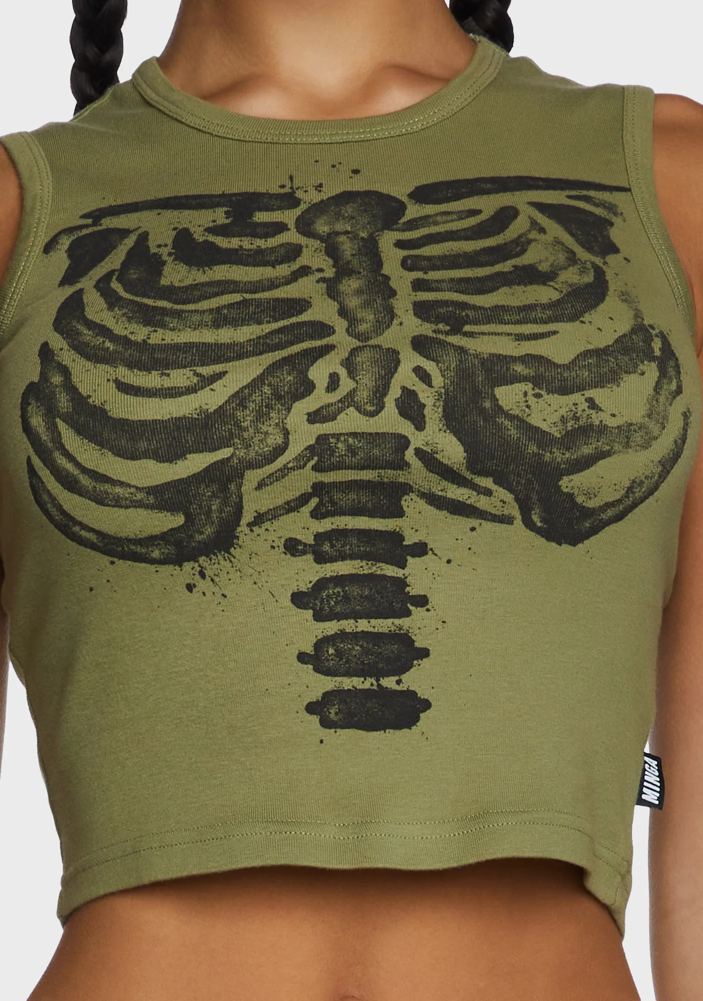 Skeleton Graphic Print Top - Green - Image 2