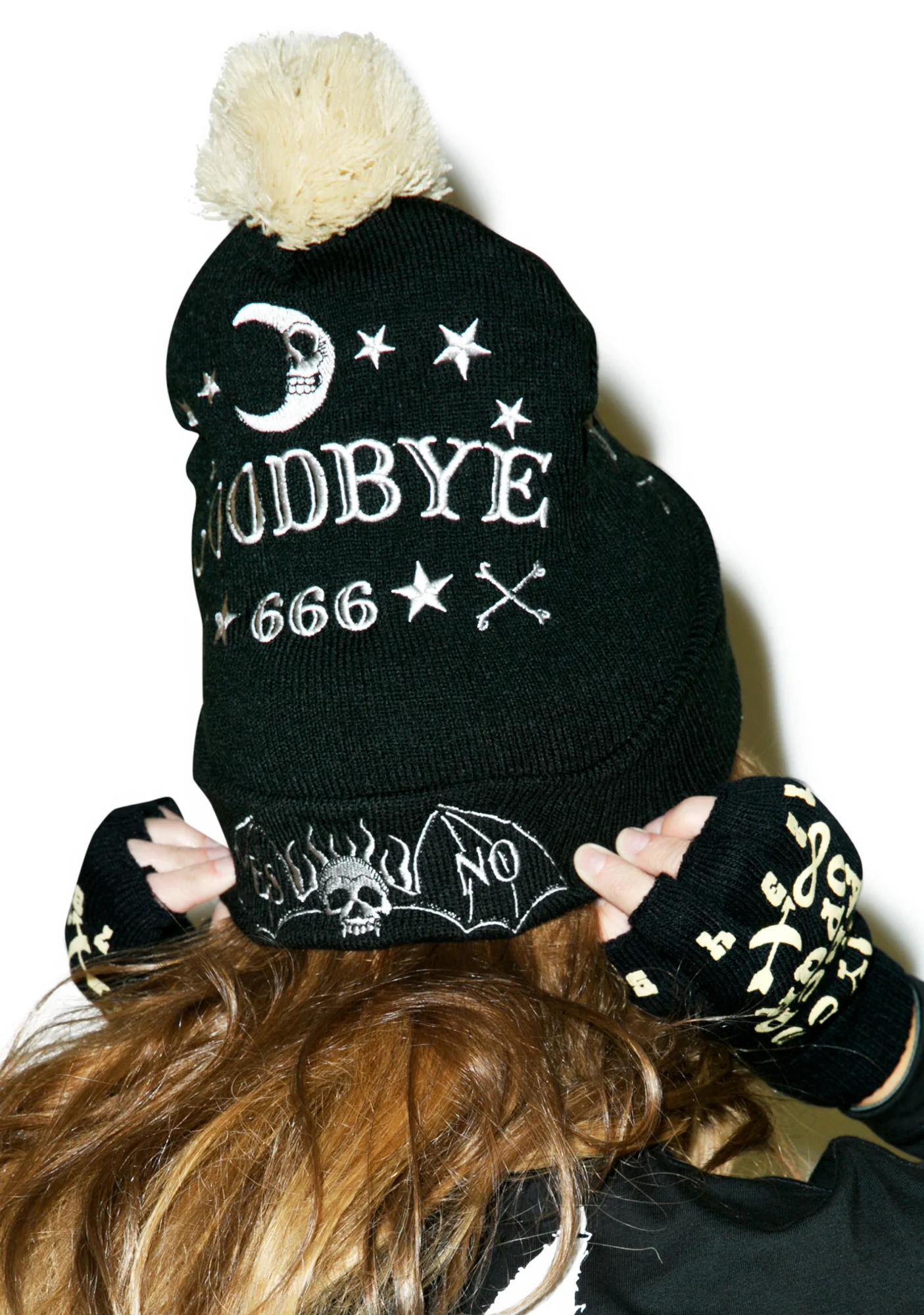 Skeleton Ouija Pom Pom Beanie - Image 2