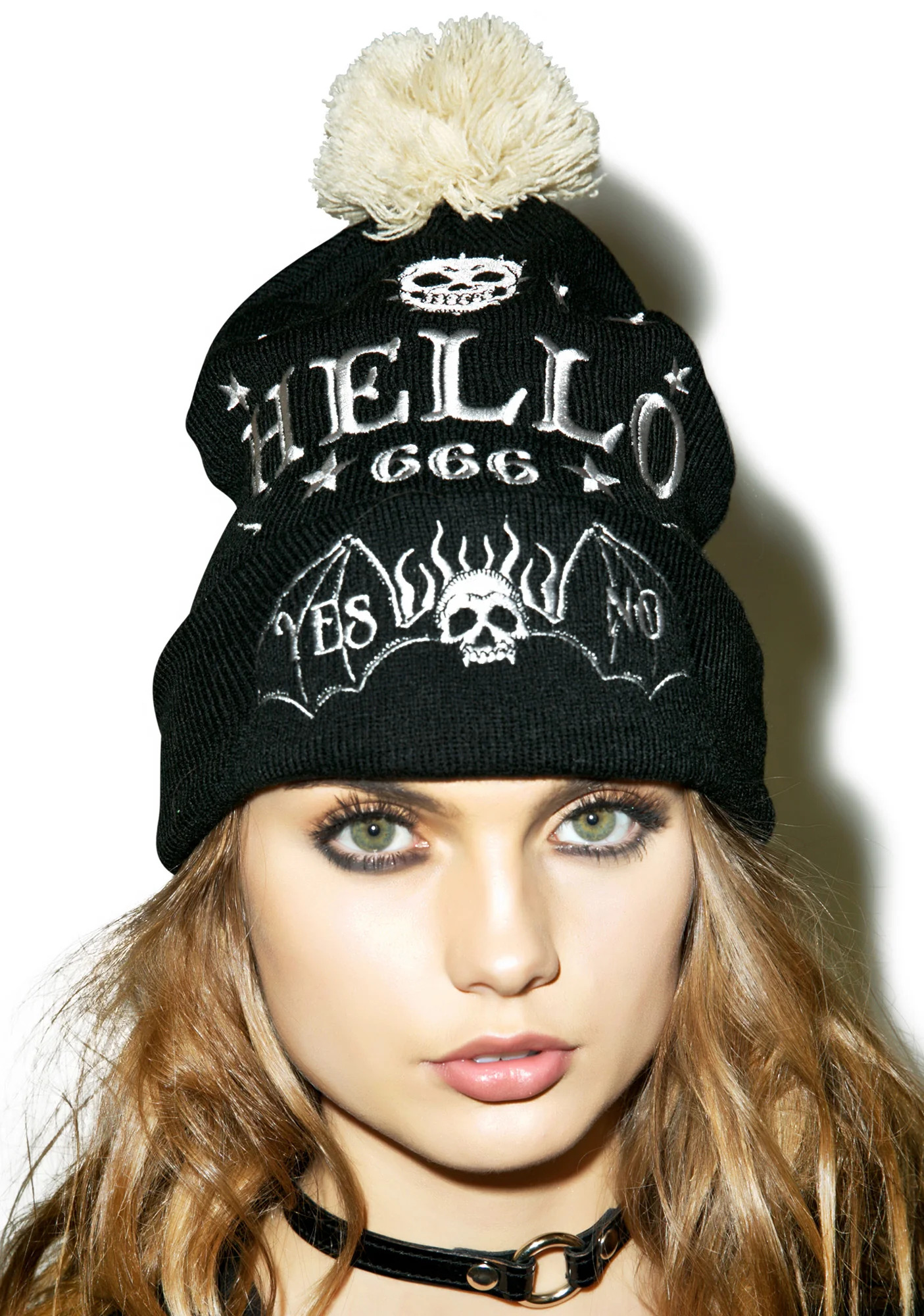 Skeleton Ouija Pom Pom Beanie - Image 3