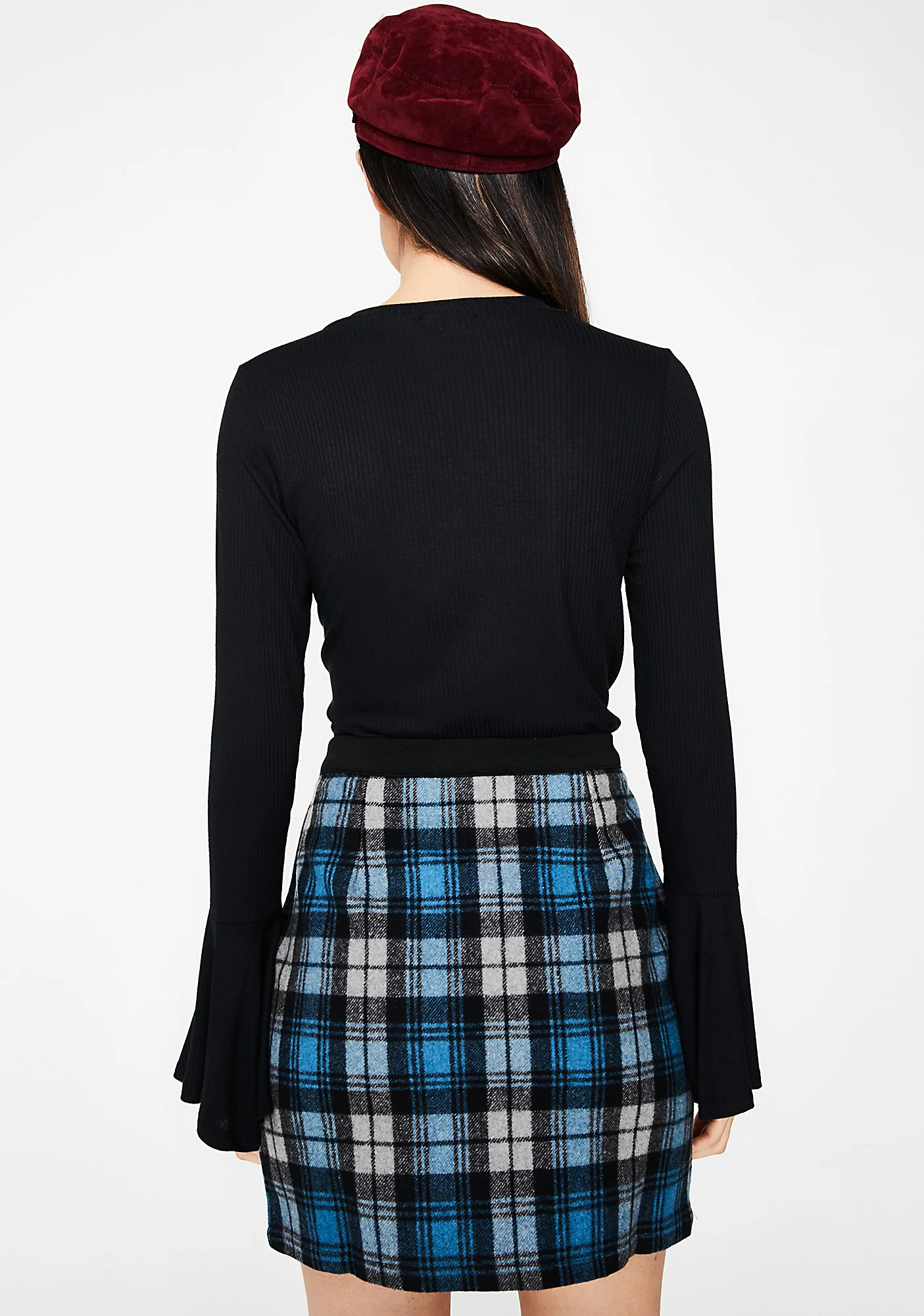 Sky Break Time Plaid Skirt - Image 4