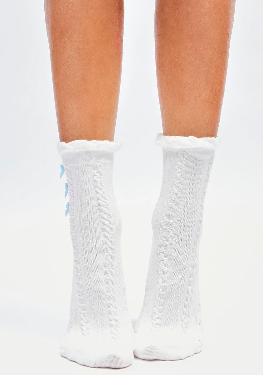 Sky So Flattered Bow Crew Socks - Image 2