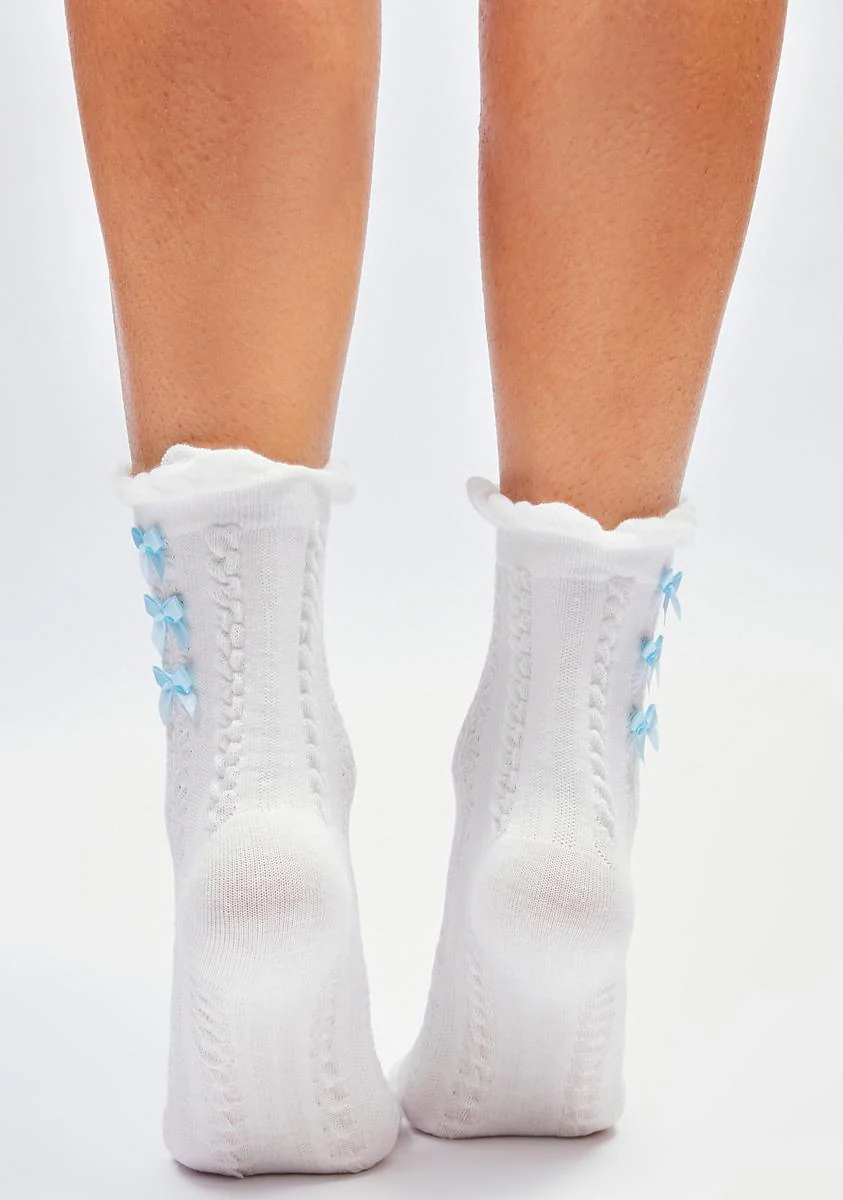 Sky So Flattered Bow Crew Socks - Image 3