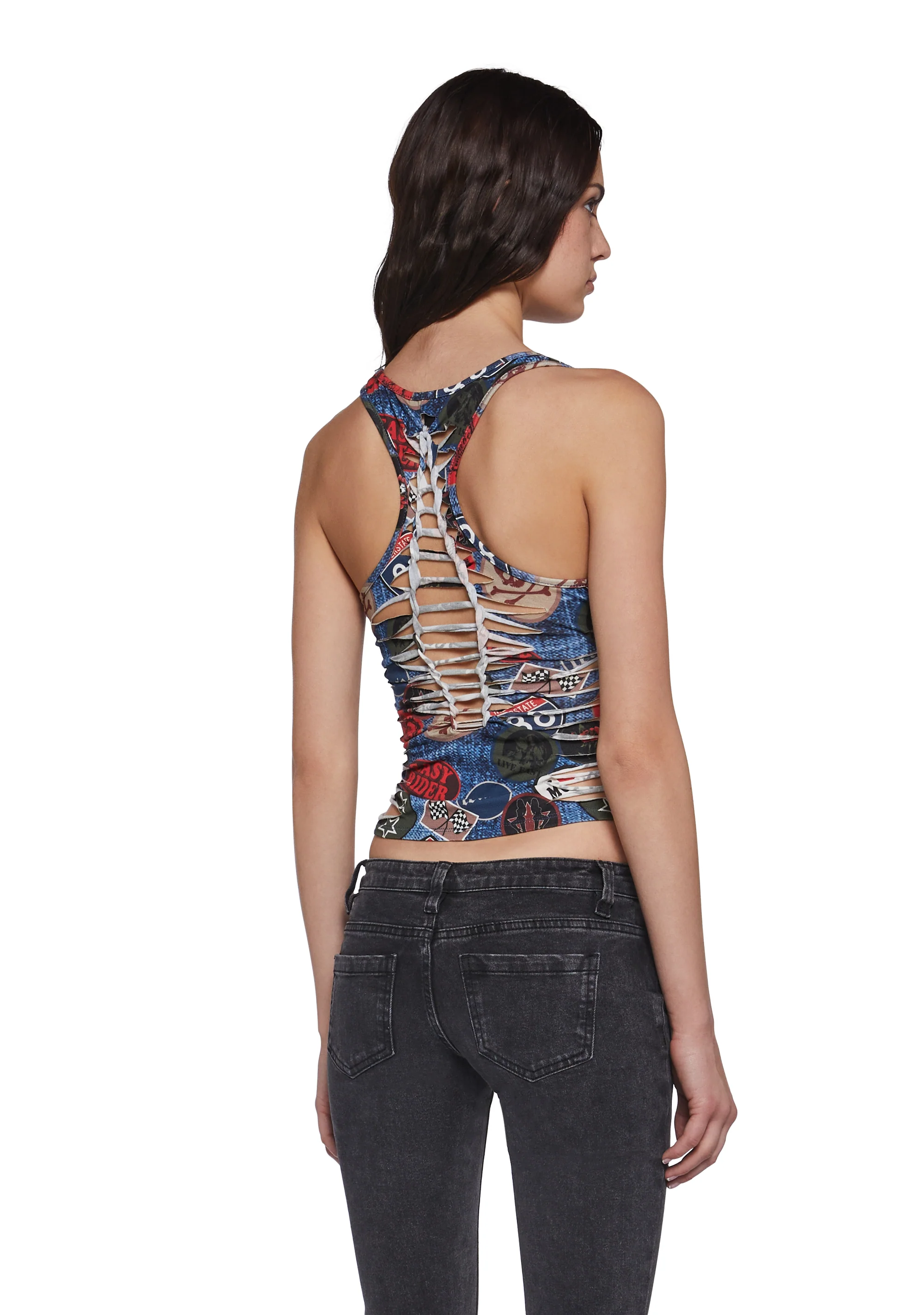 Sightseeing Slashed Tank Top - Multi - Image 4