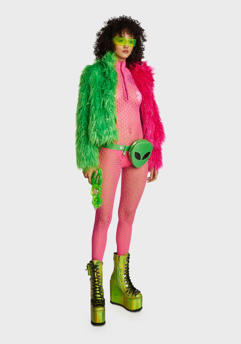 Sleepless Fever Zip Bodystocking - Neon Pink - Image 5