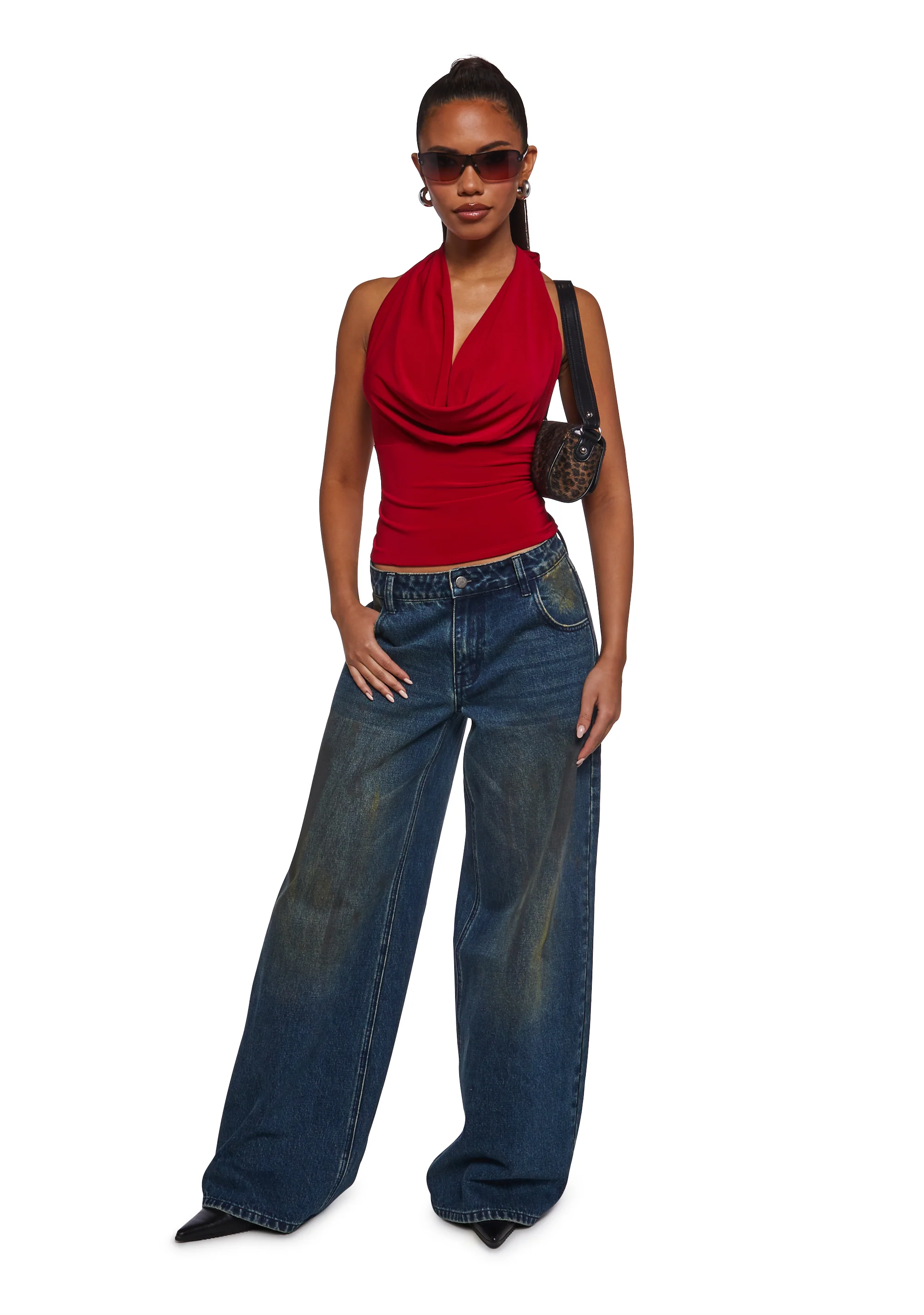 Unstoppable Cowl Neck Top - Red - Image 2