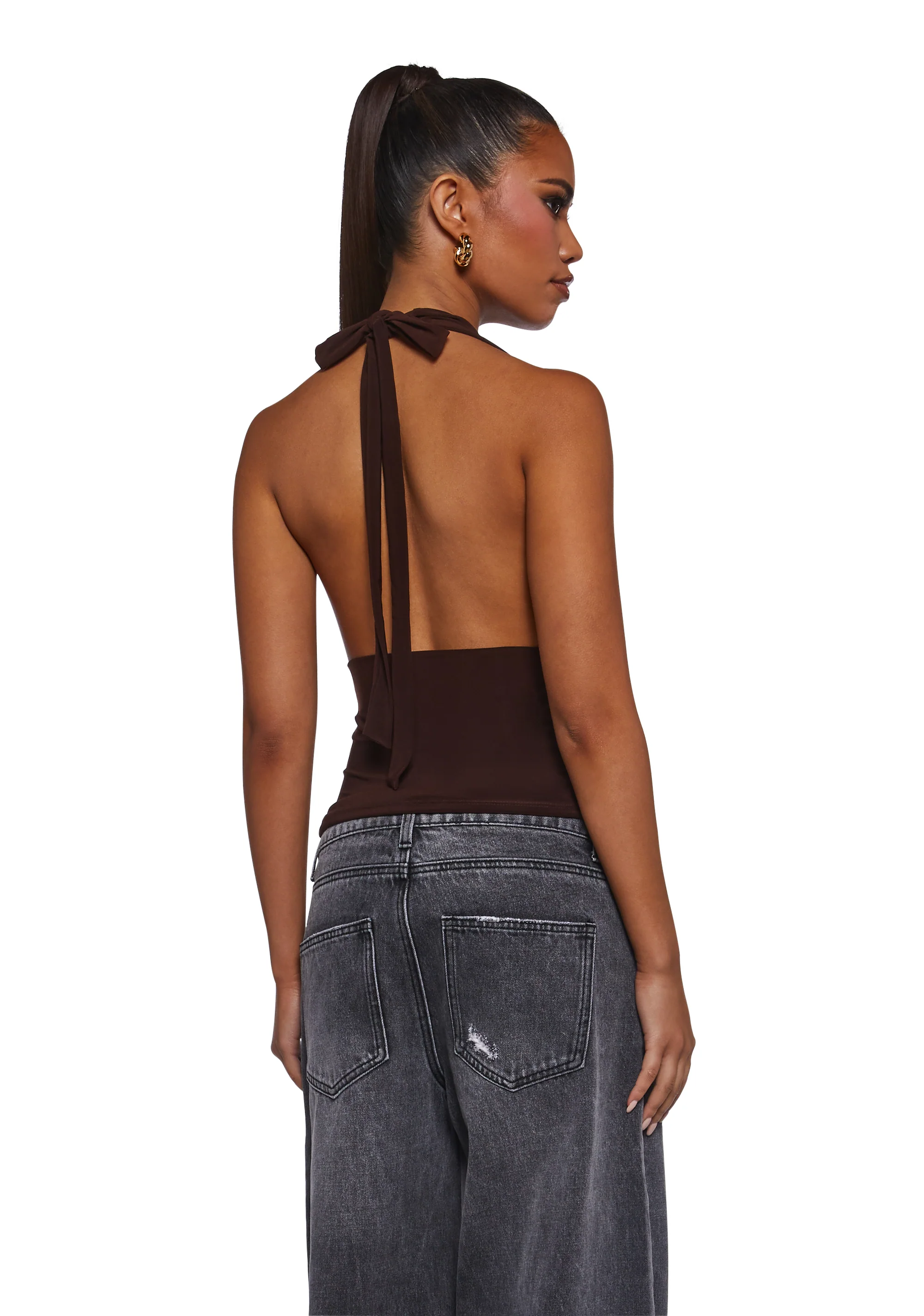 Unstoppable Cowl Neck Top - Brown - Image 4