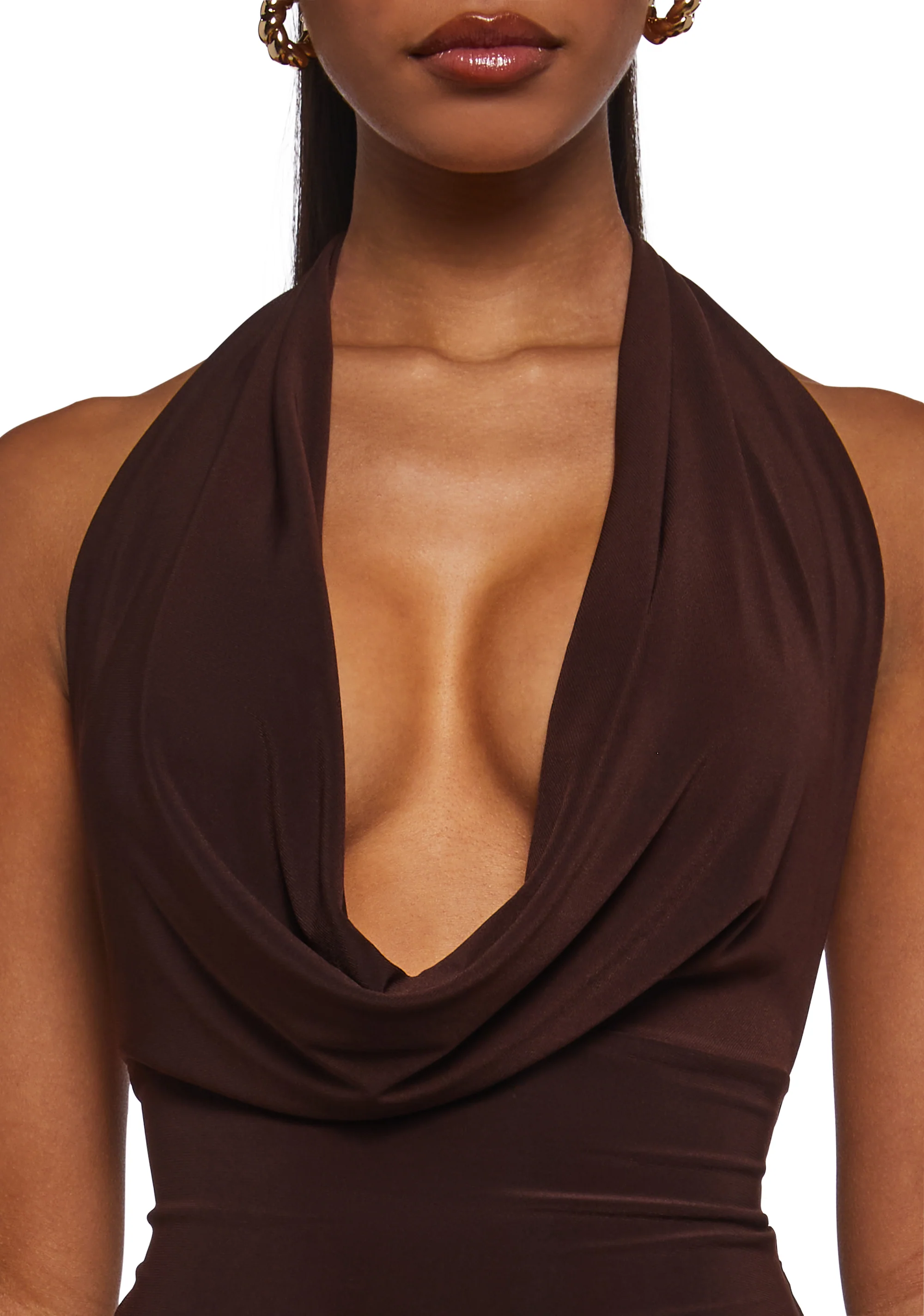 Unstoppable Cowl Neck Top - Brown - Image 5