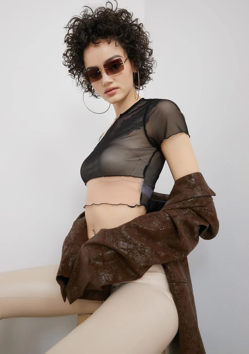 Slick I'm The Boss Mesh Crop Top - Image 2