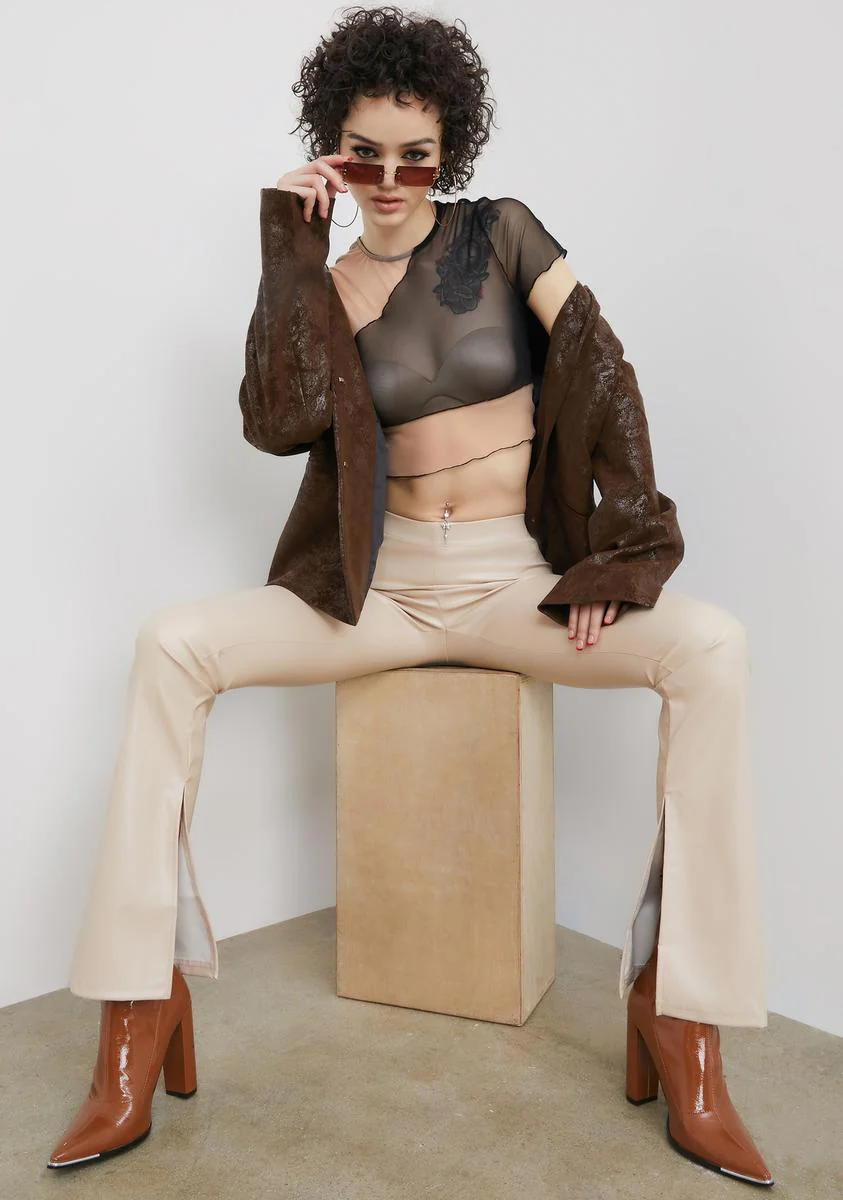 Slick I'm The Boss Mesh Crop Top - Image 3