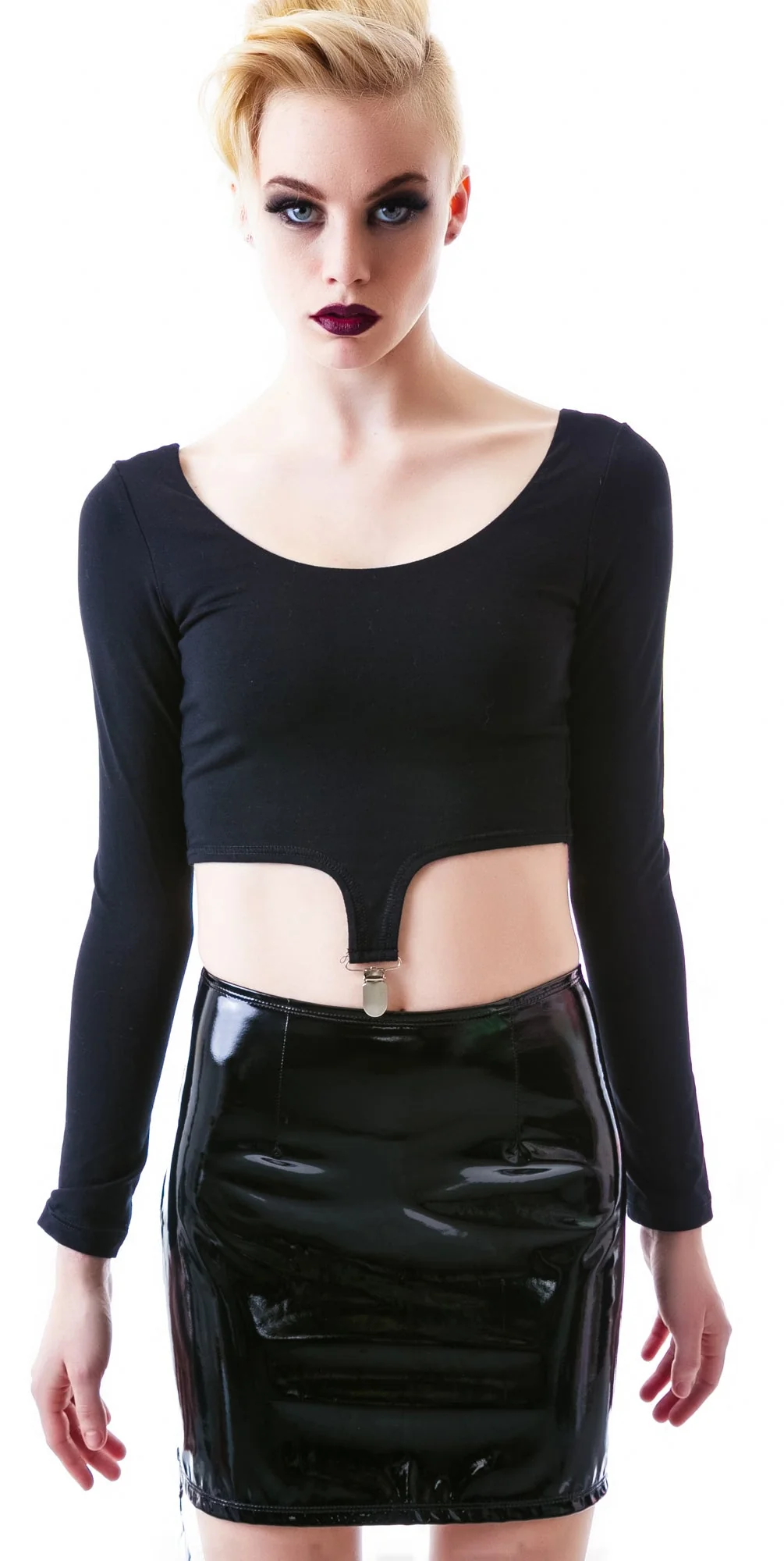 Slick PVC Zipper Skirt - Black - Image 17