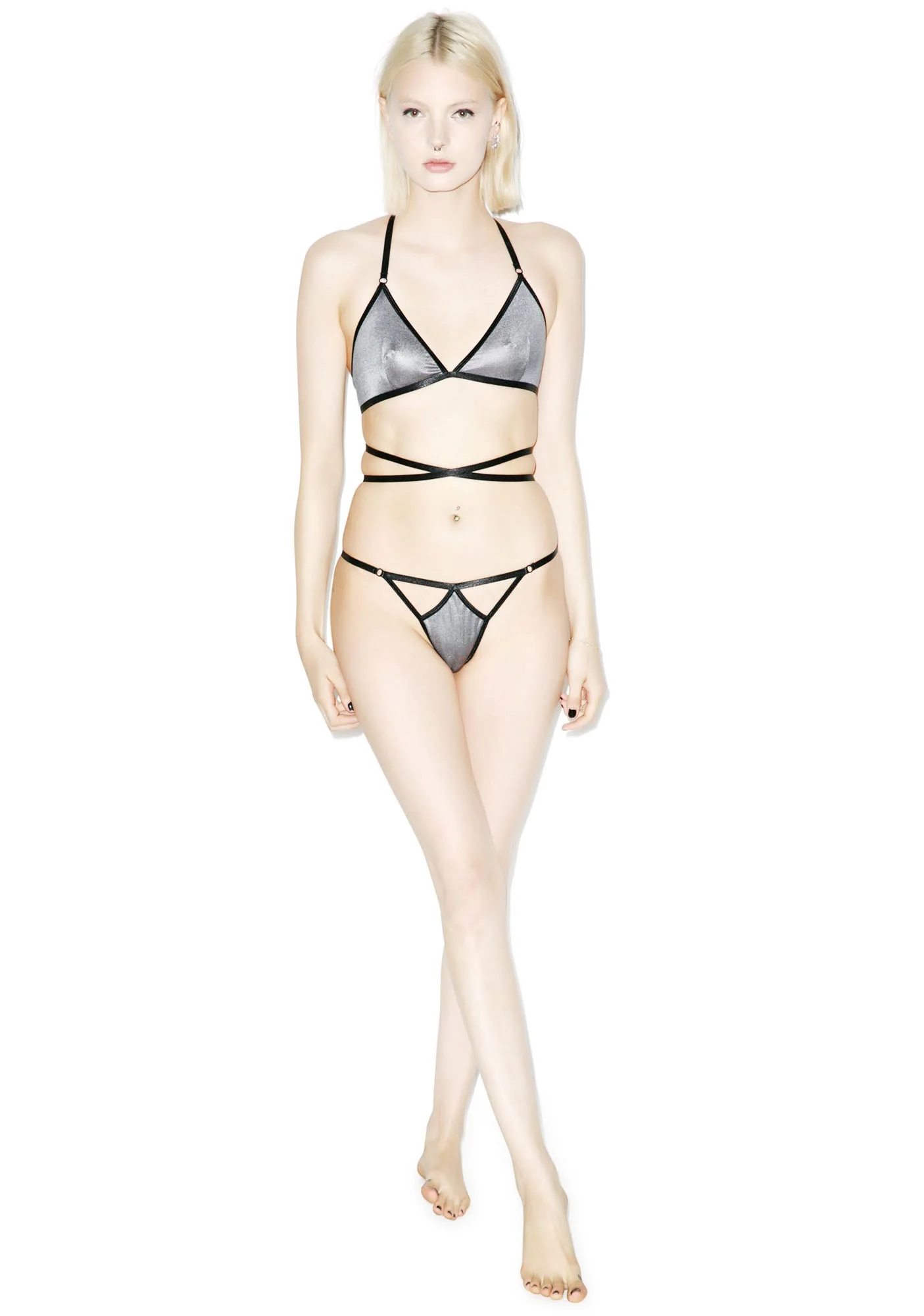 Slinky Spandex Triangle Bra - Off White - Image 13
