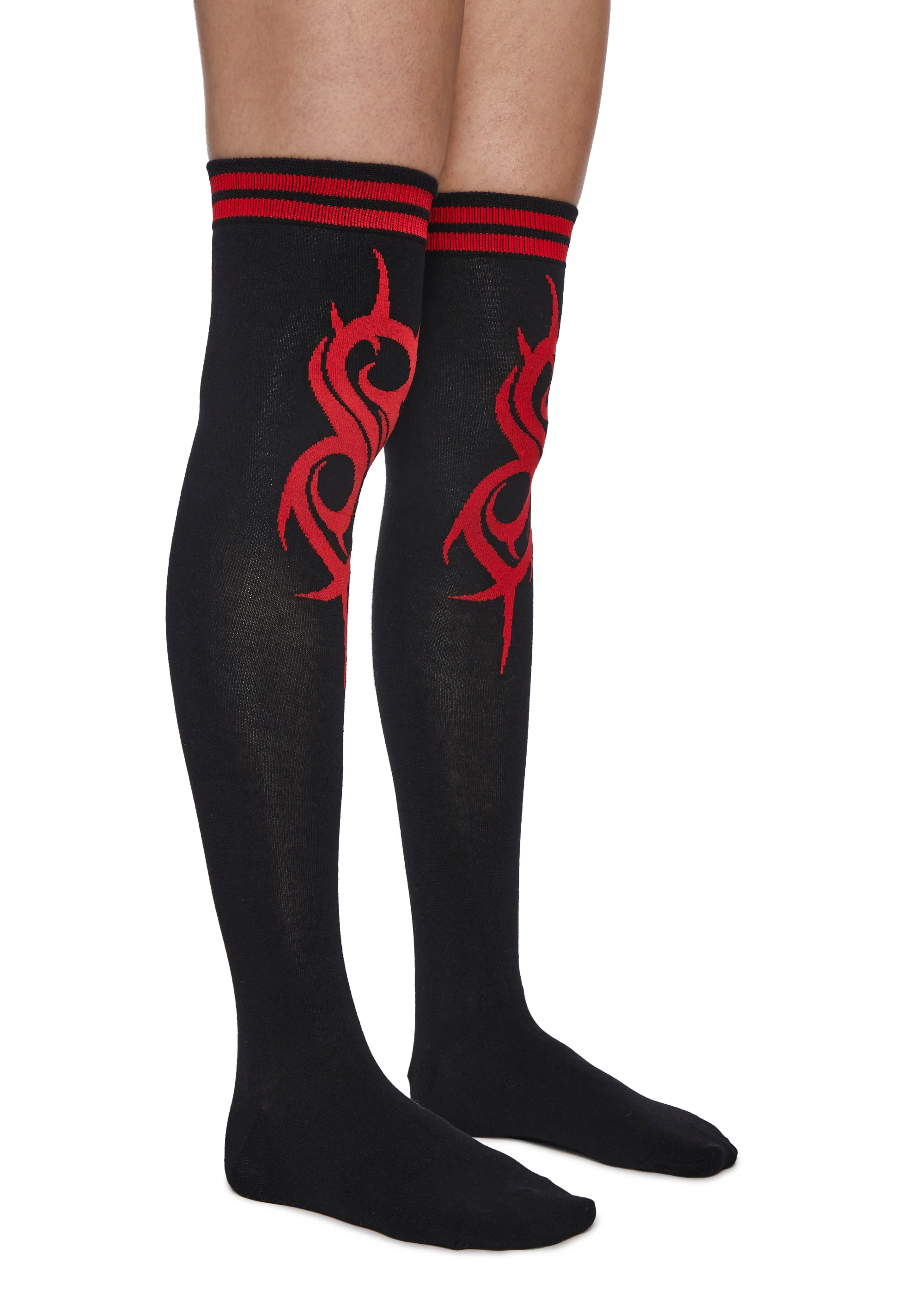 Slipknot Fan Thigh High Socks - Red - Image 2