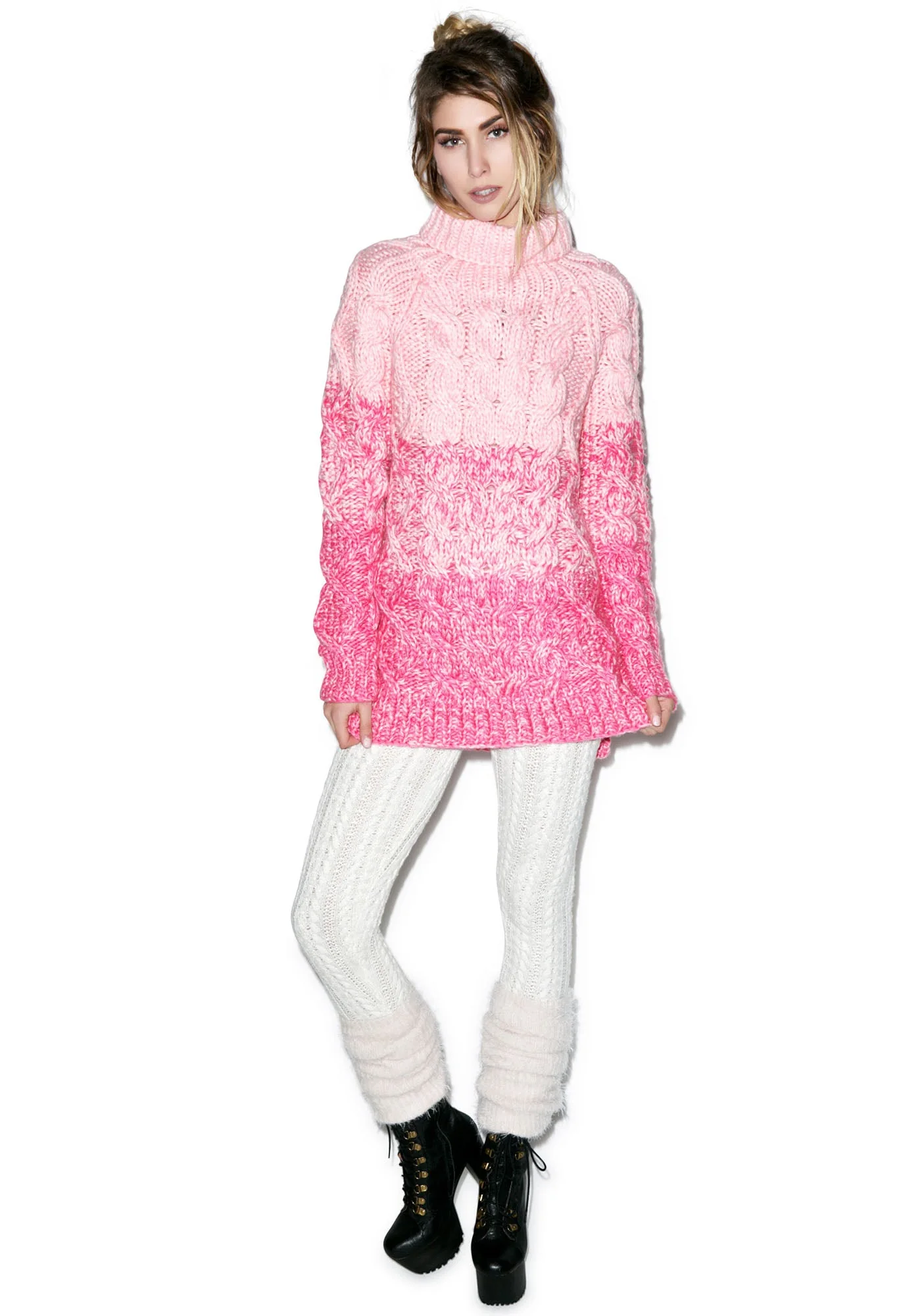 Slow Yer Roll-Neck Jumper - Pink - Image 8