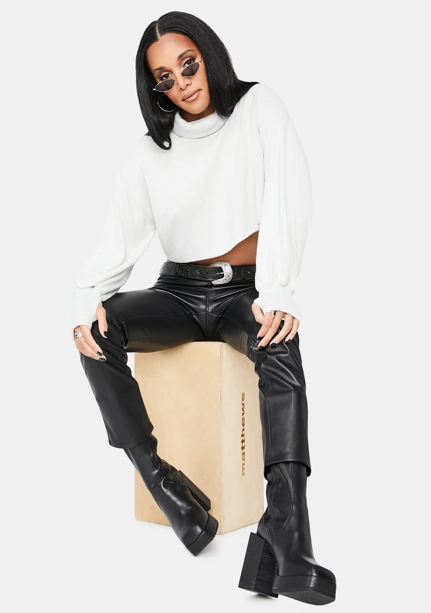 Smoke Delicious Diva Turtleneck Crop Sweater - Image 4