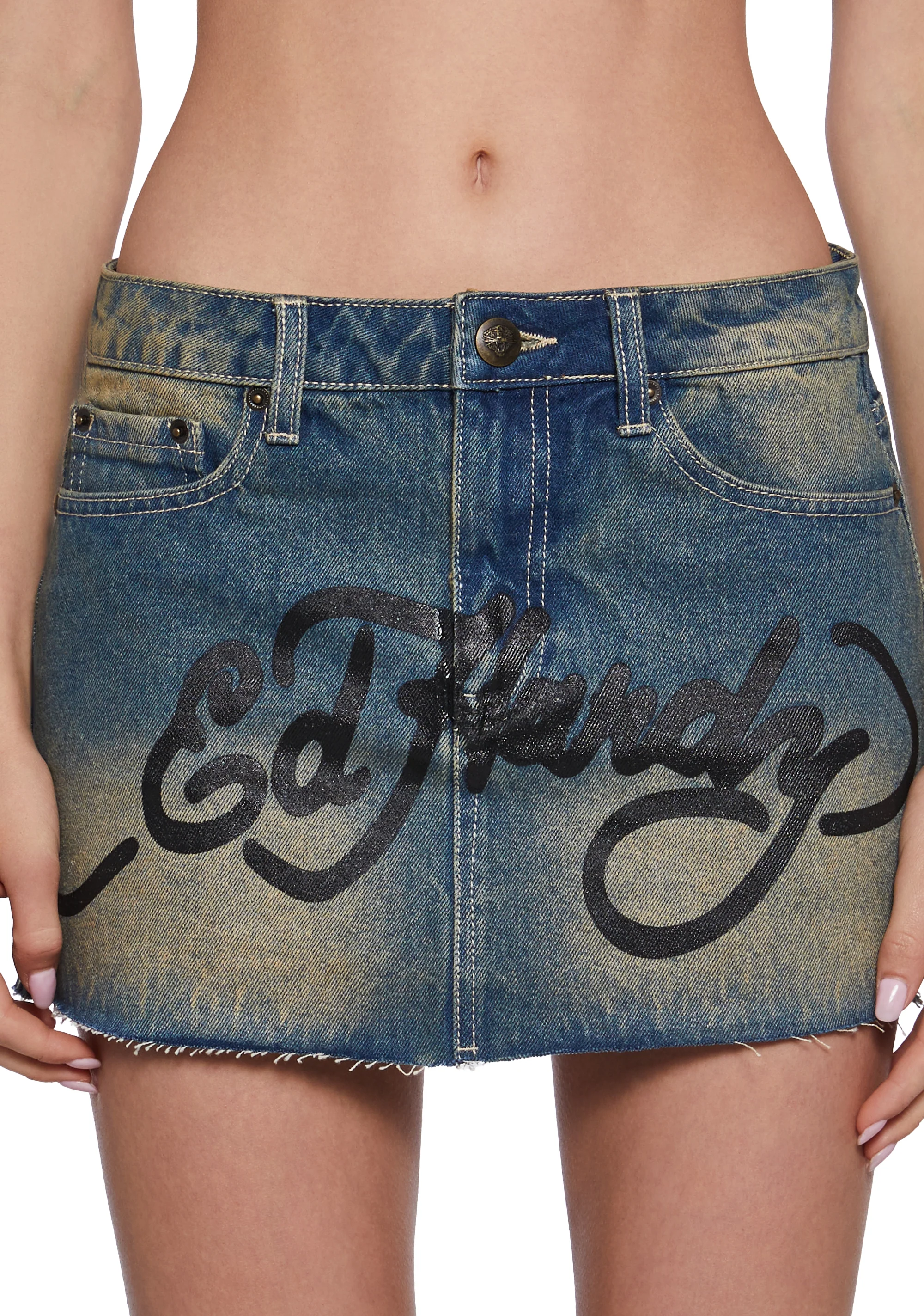 Snake Hearts Denim Skirt - Image 5