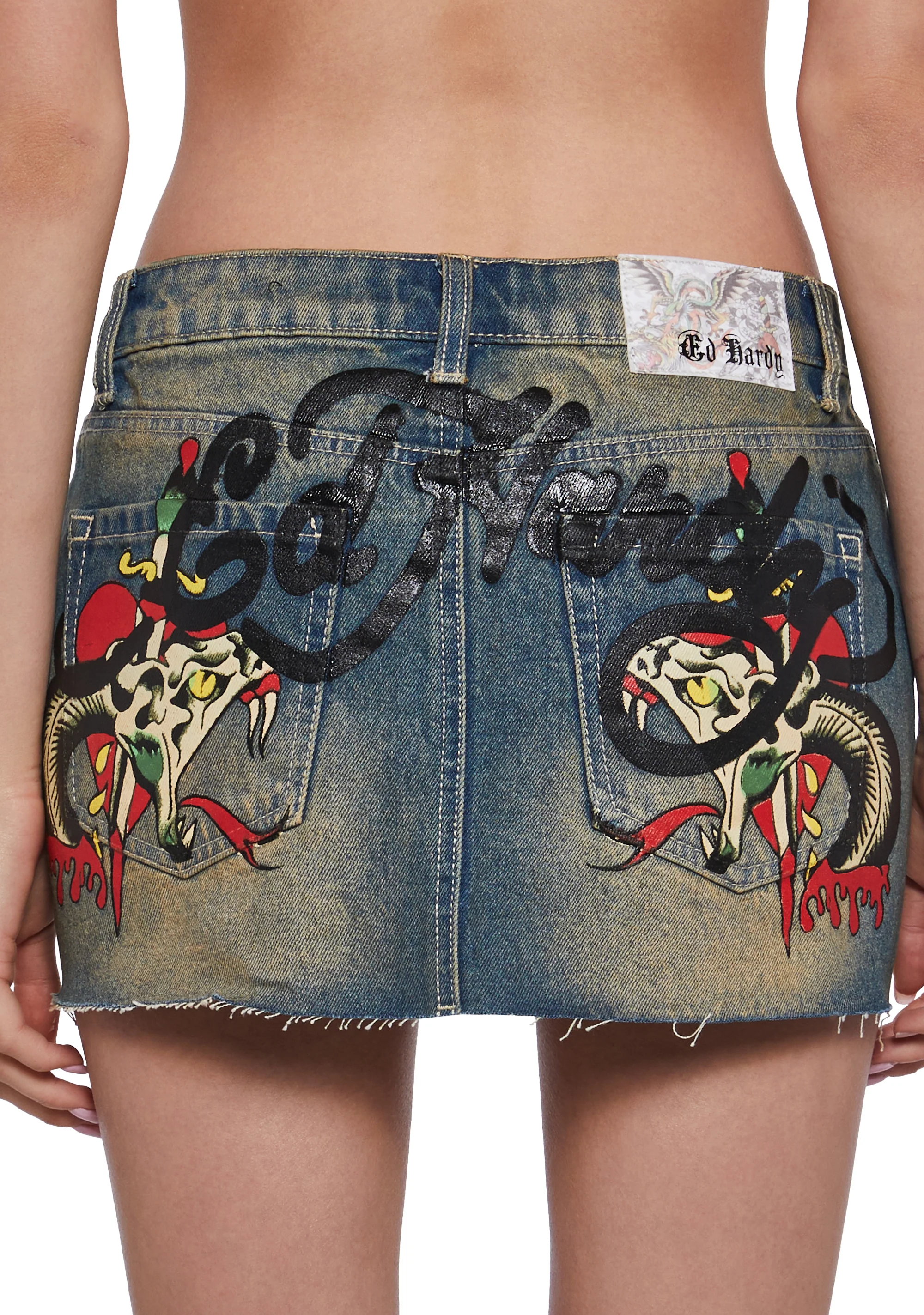 Snake Hearts Denim Skirt - Image 6
