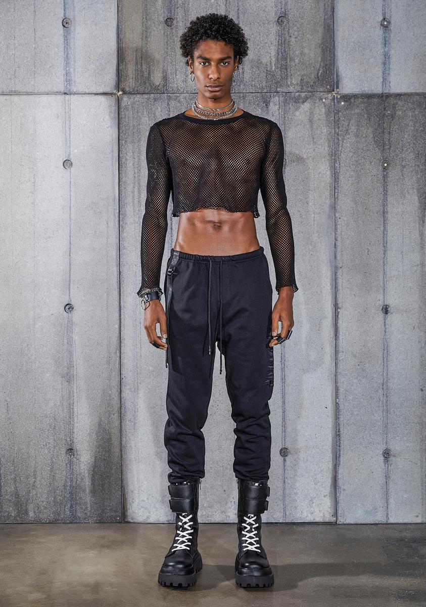Snare Chunky Fishnet Long Sleeve Crop Top - Image 5