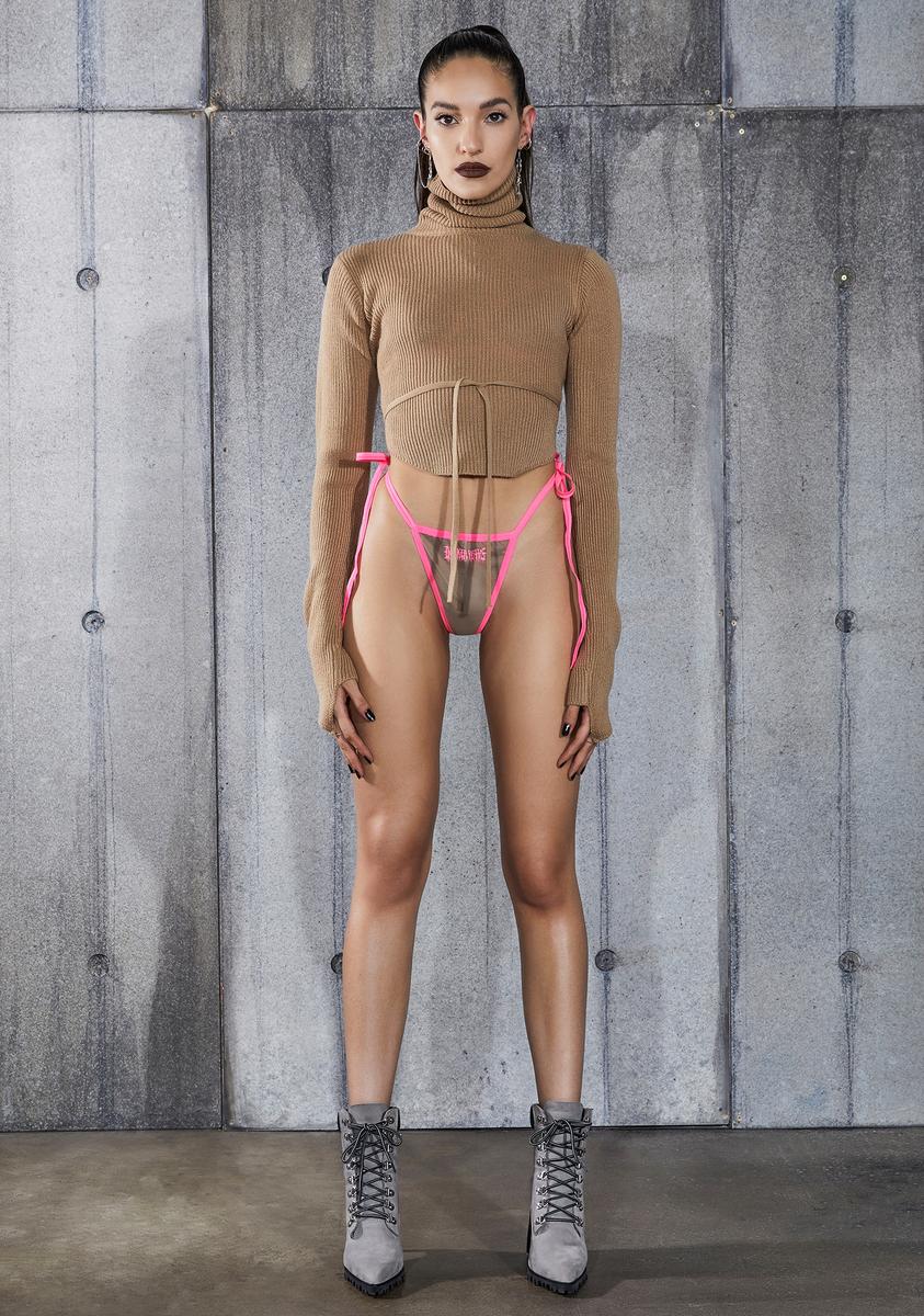 Snare Tan Open Back Turtleneck Crop Sweater - Image 4