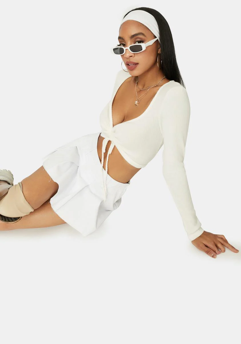Snow With No Choice Drawstring Crop Top - Image 2