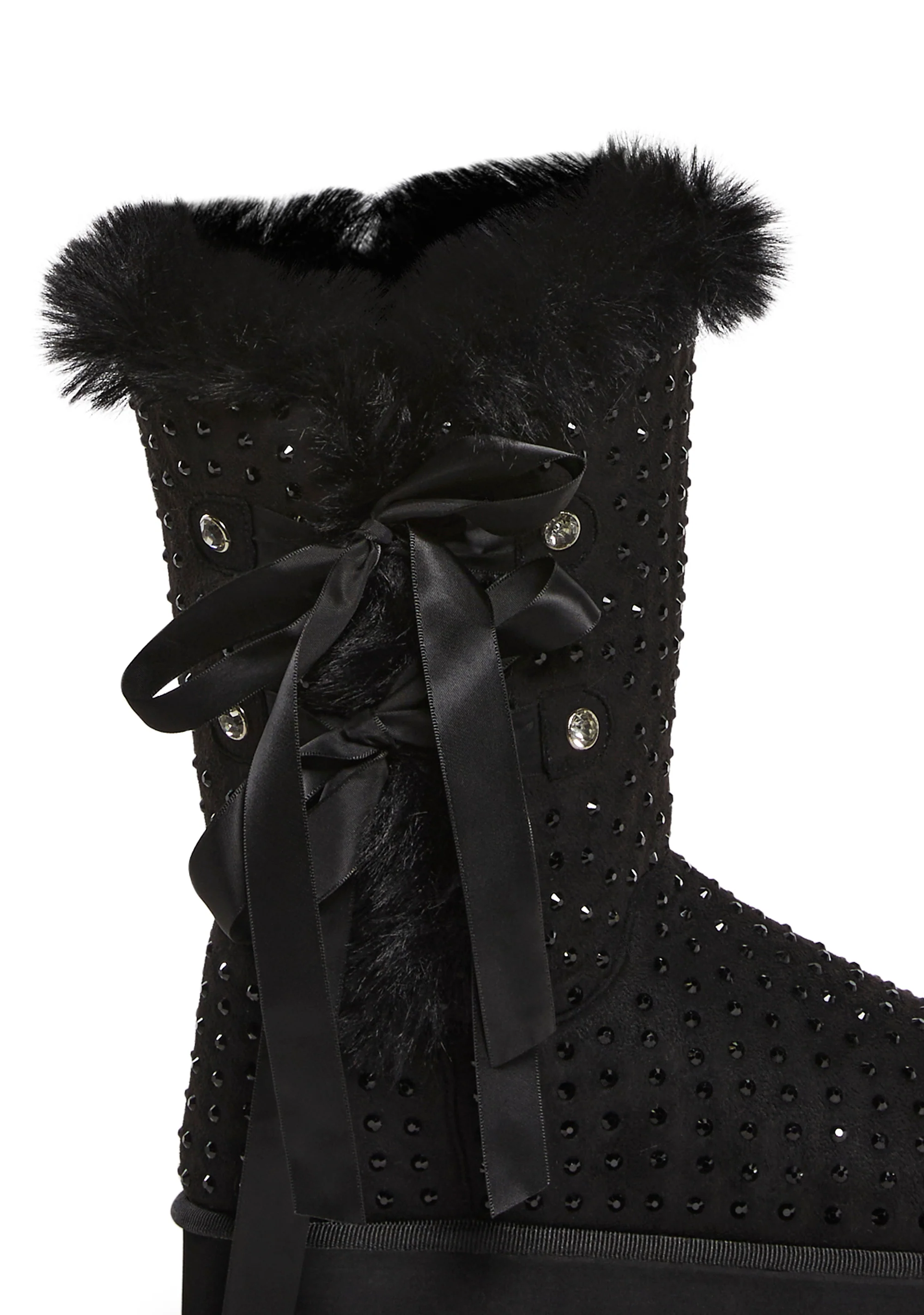 Snowflake Cadet Rhinestone Booties - Black - Image 2