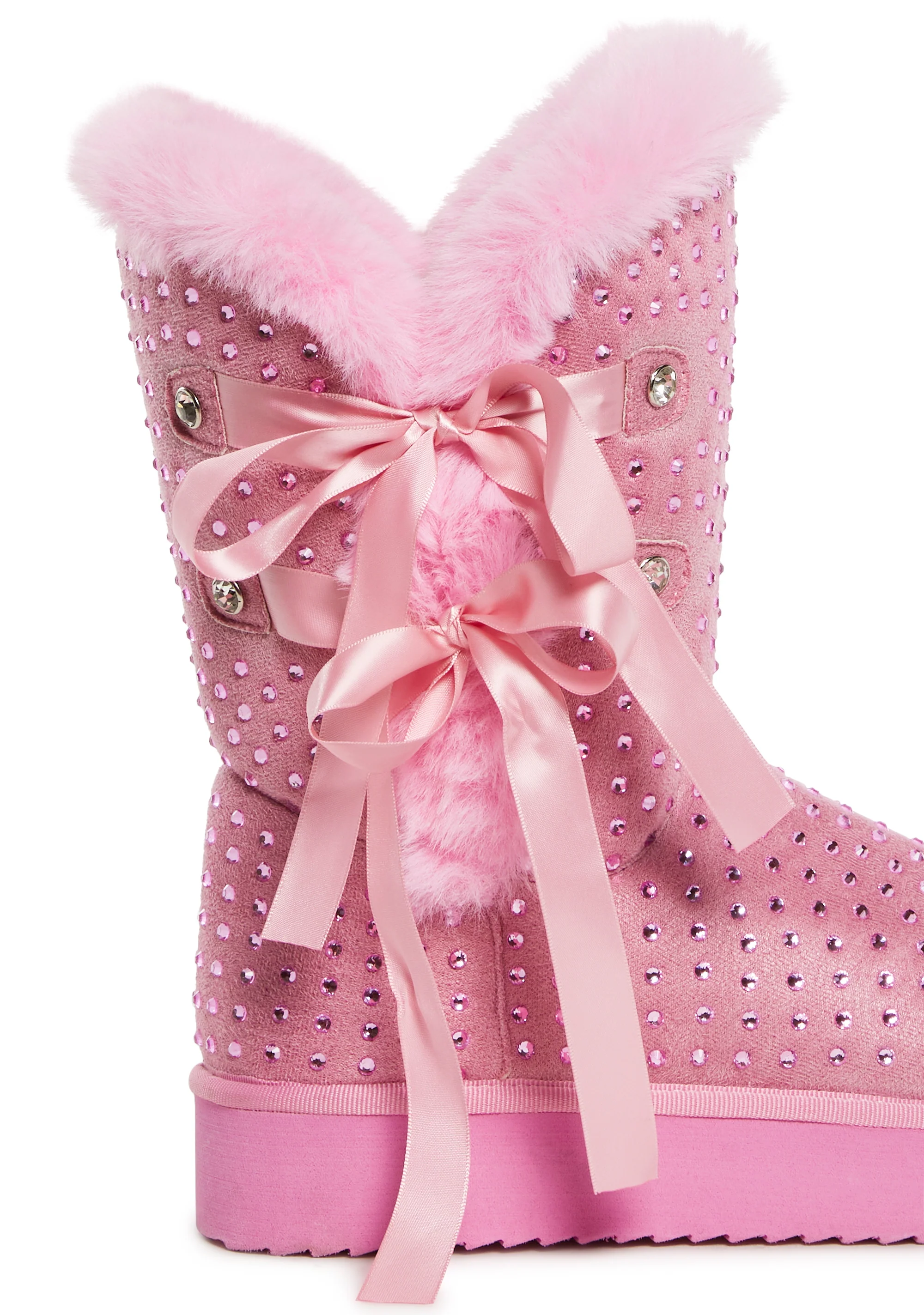 Snowflake Cadet Rhinestone Booties - Pink - Image 2