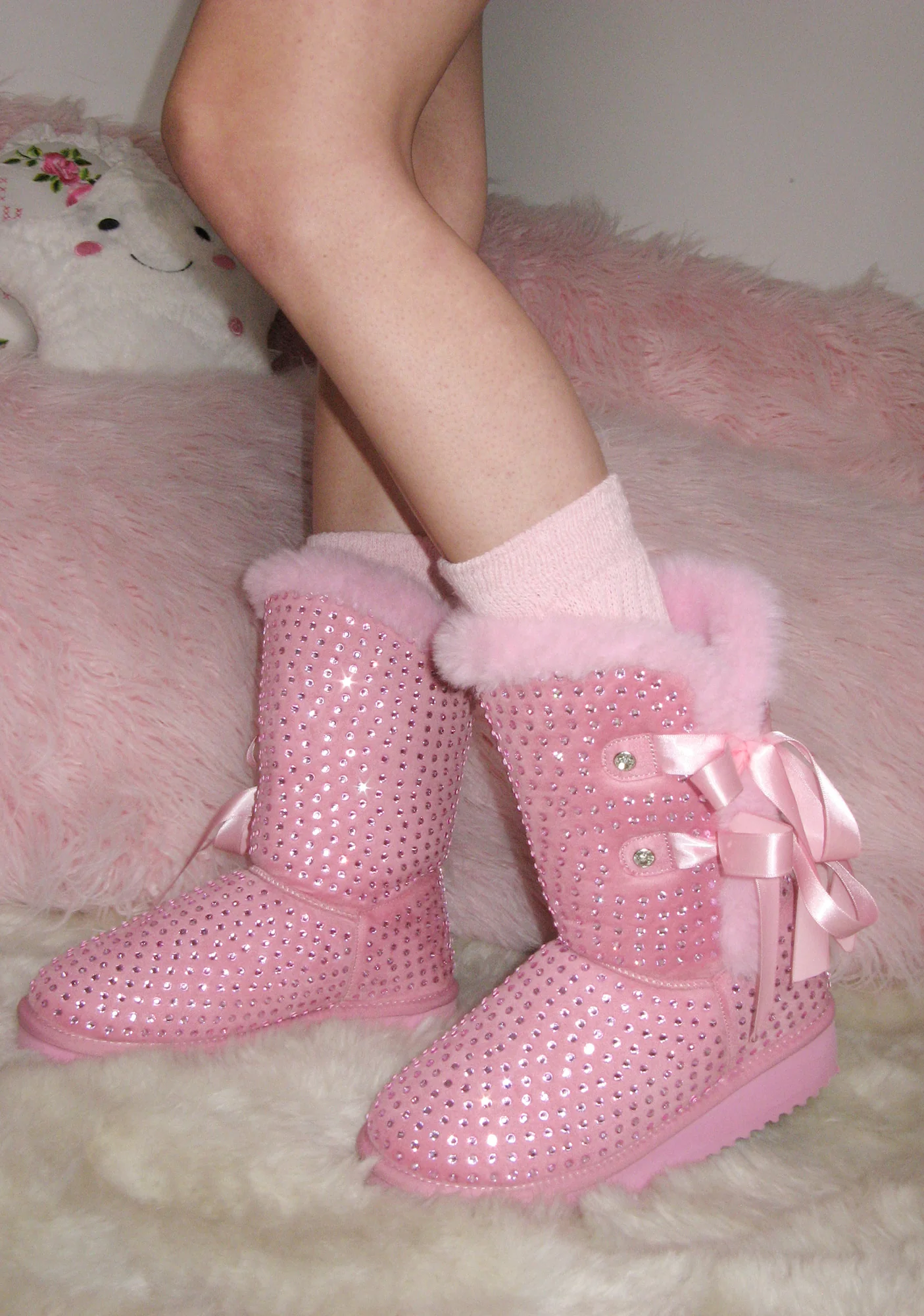 Snowflake Cadet Rhinestone Booties - Pink - Image 6