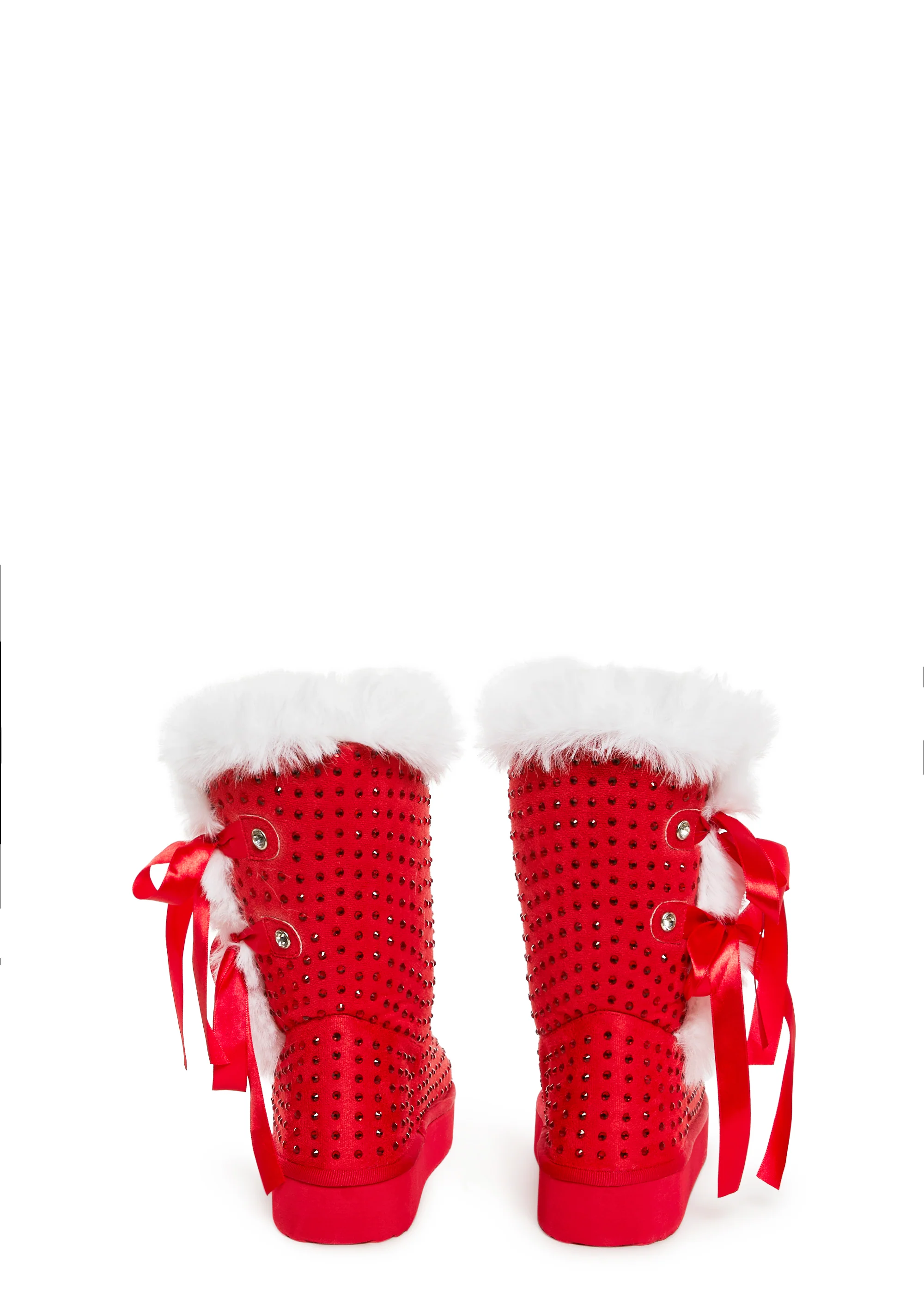 Snowflake Cadet Rhinestone Booties - Red - Image 4