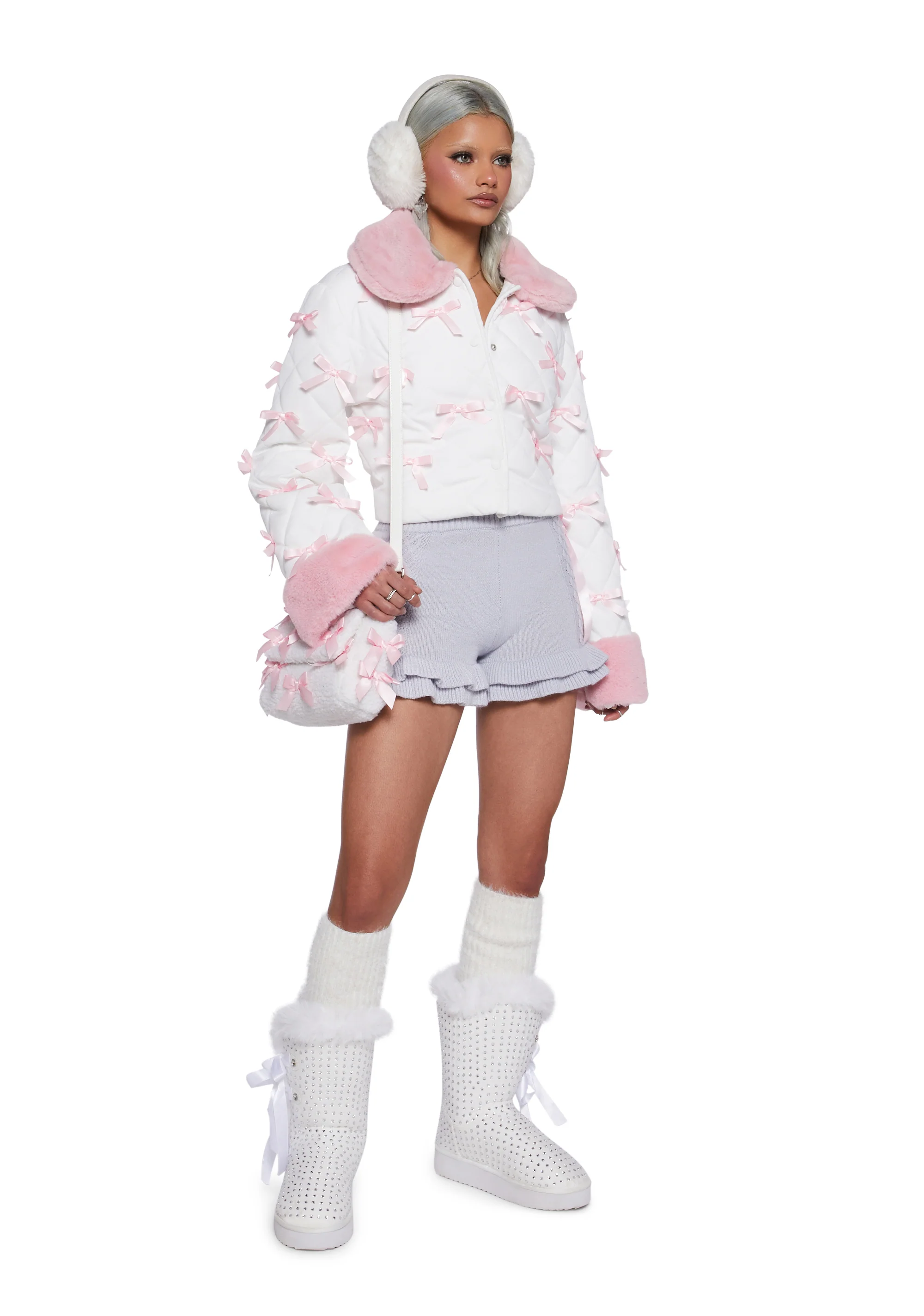 Snowy Daydreams Cable Knit Shorts - Image 4