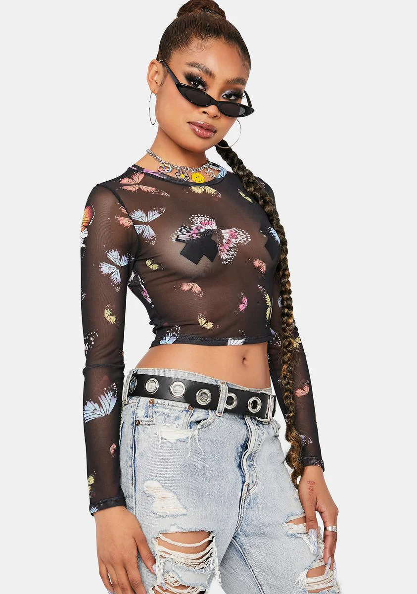 Soaring Fantasy Butterfly Mesh Top - Image 2