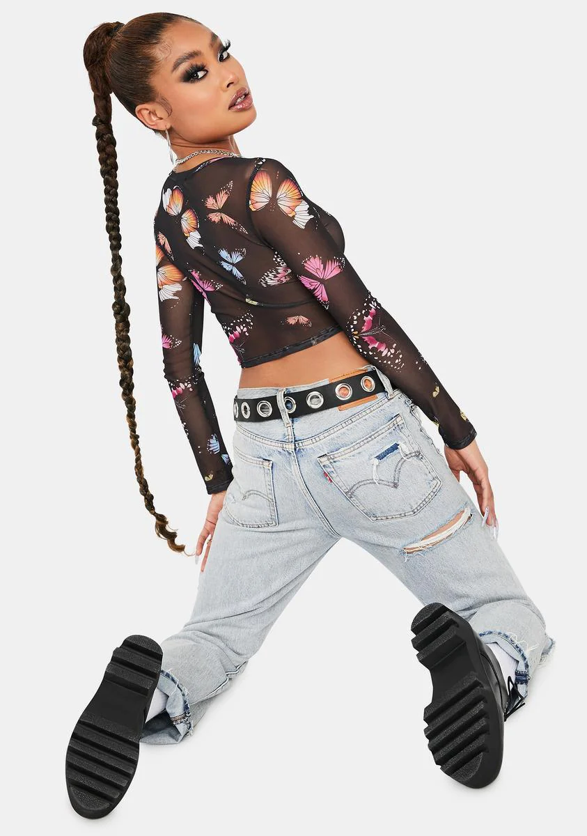 Soaring Fantasy Butterfly Mesh Top - Image 4
