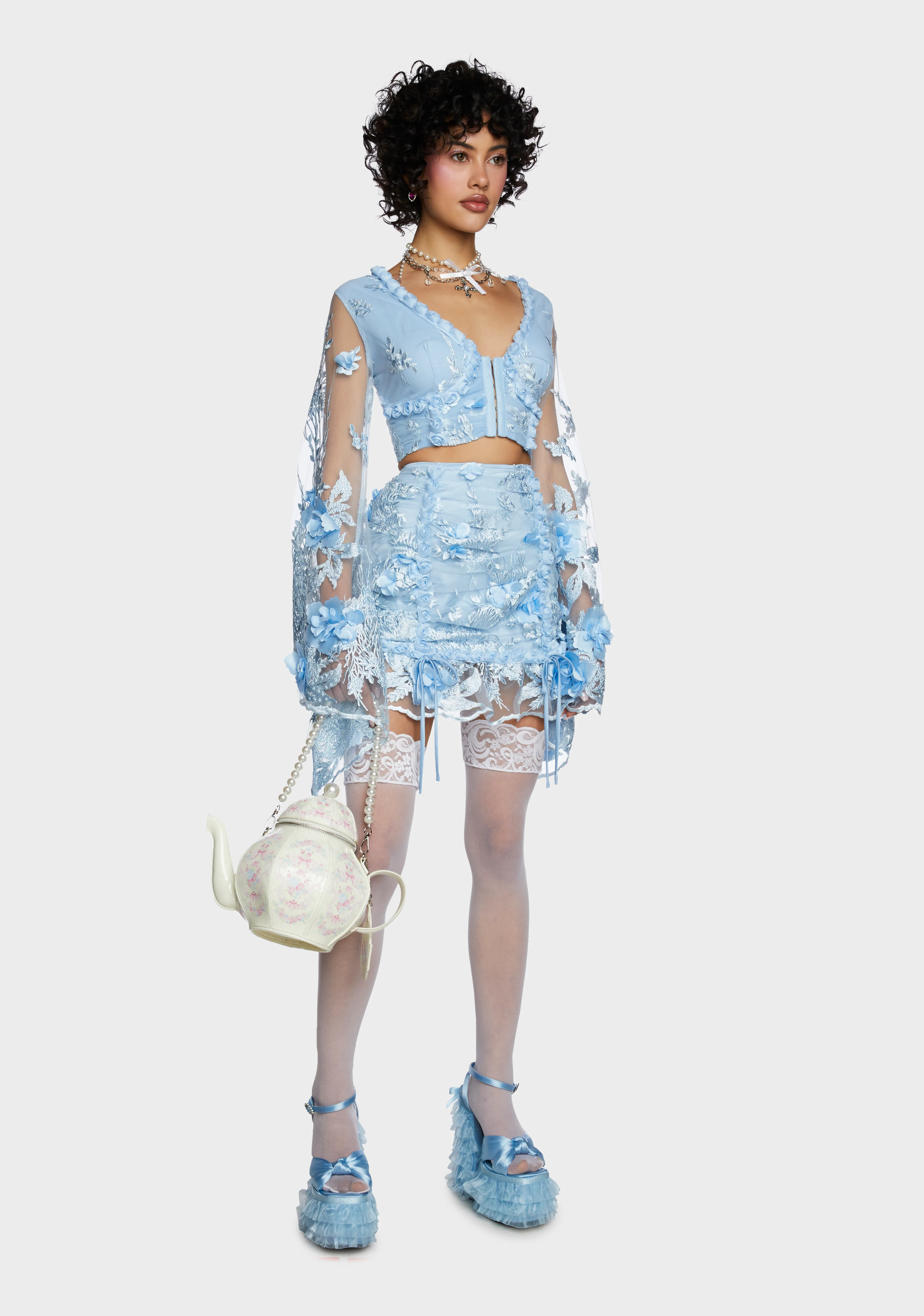 Social Season Mini Skirt - Blue - Image 3
