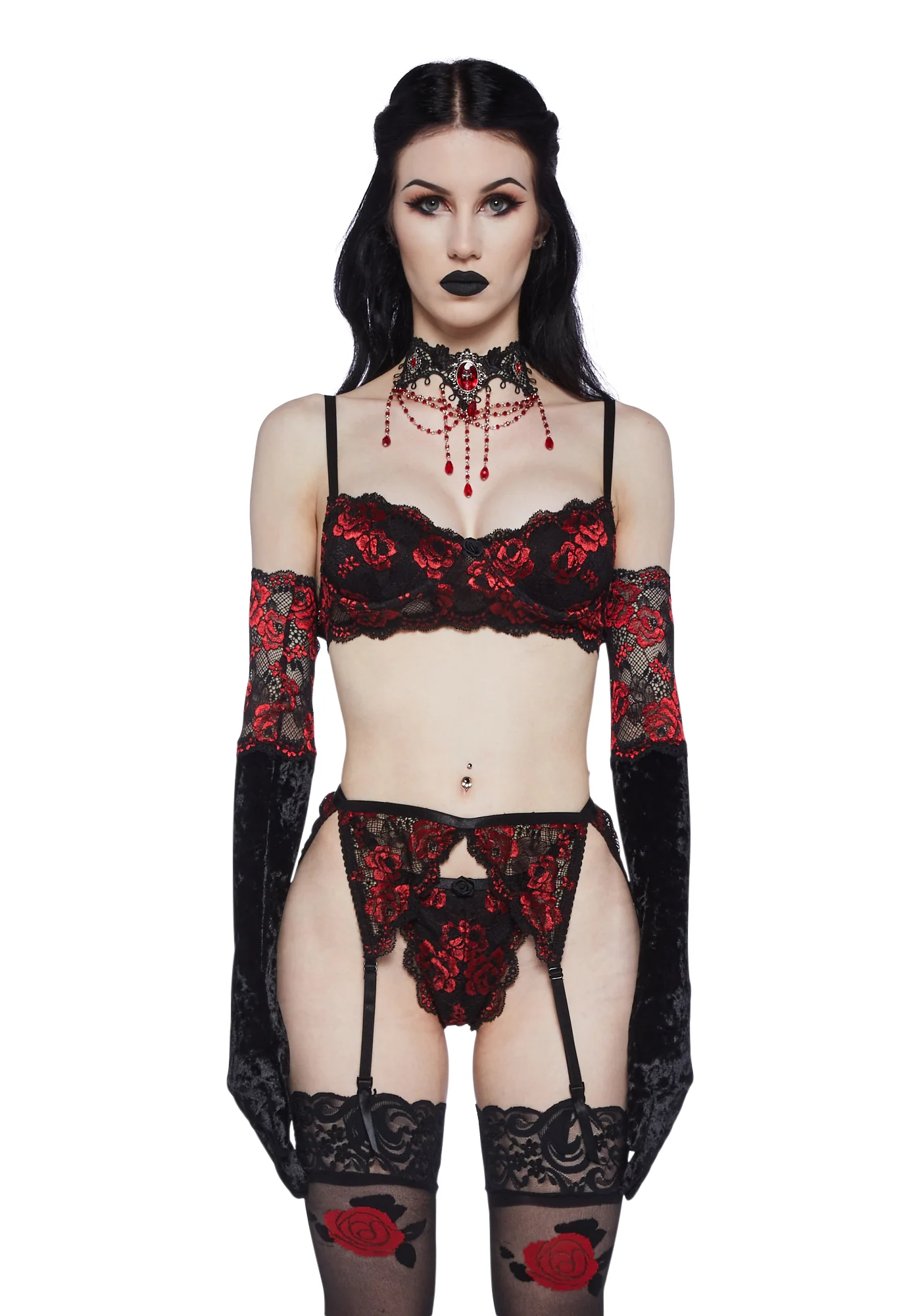 Gothic Fires Velvet Gloves - Image 4