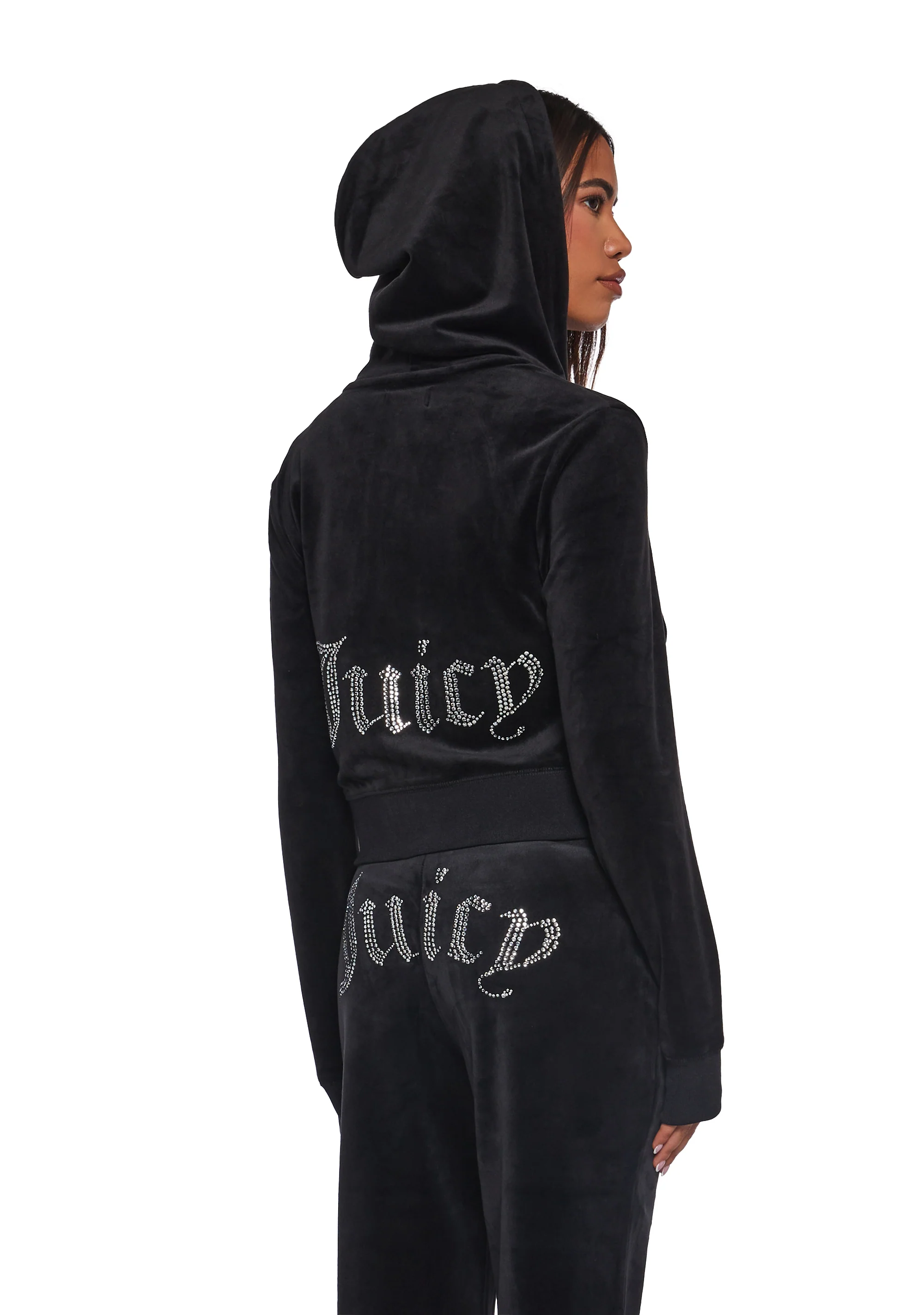 OG Big Bling Velour Hoodie - Black - Image 4