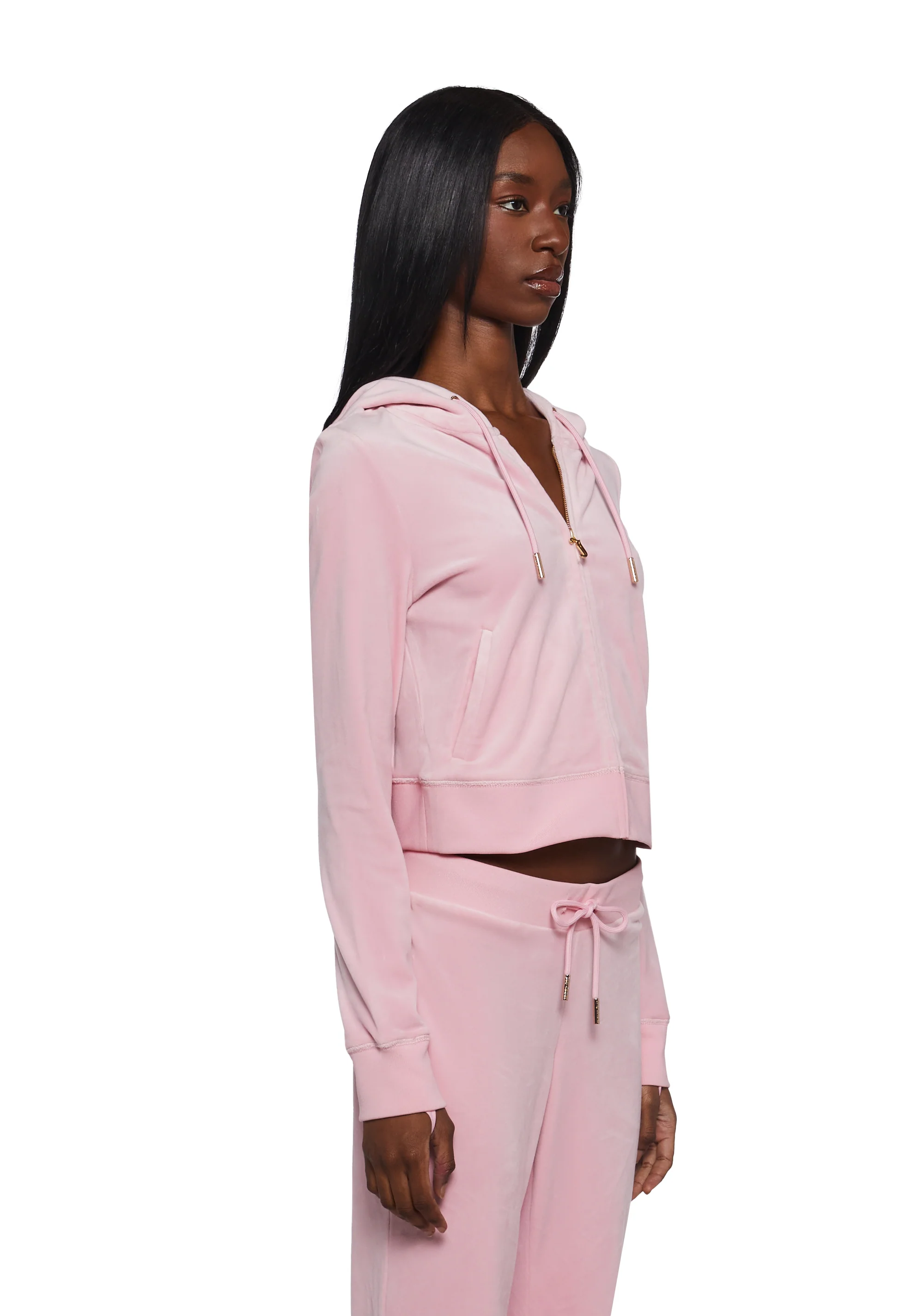 OG Big Bling Velour Hoodie - Pink - Image 3