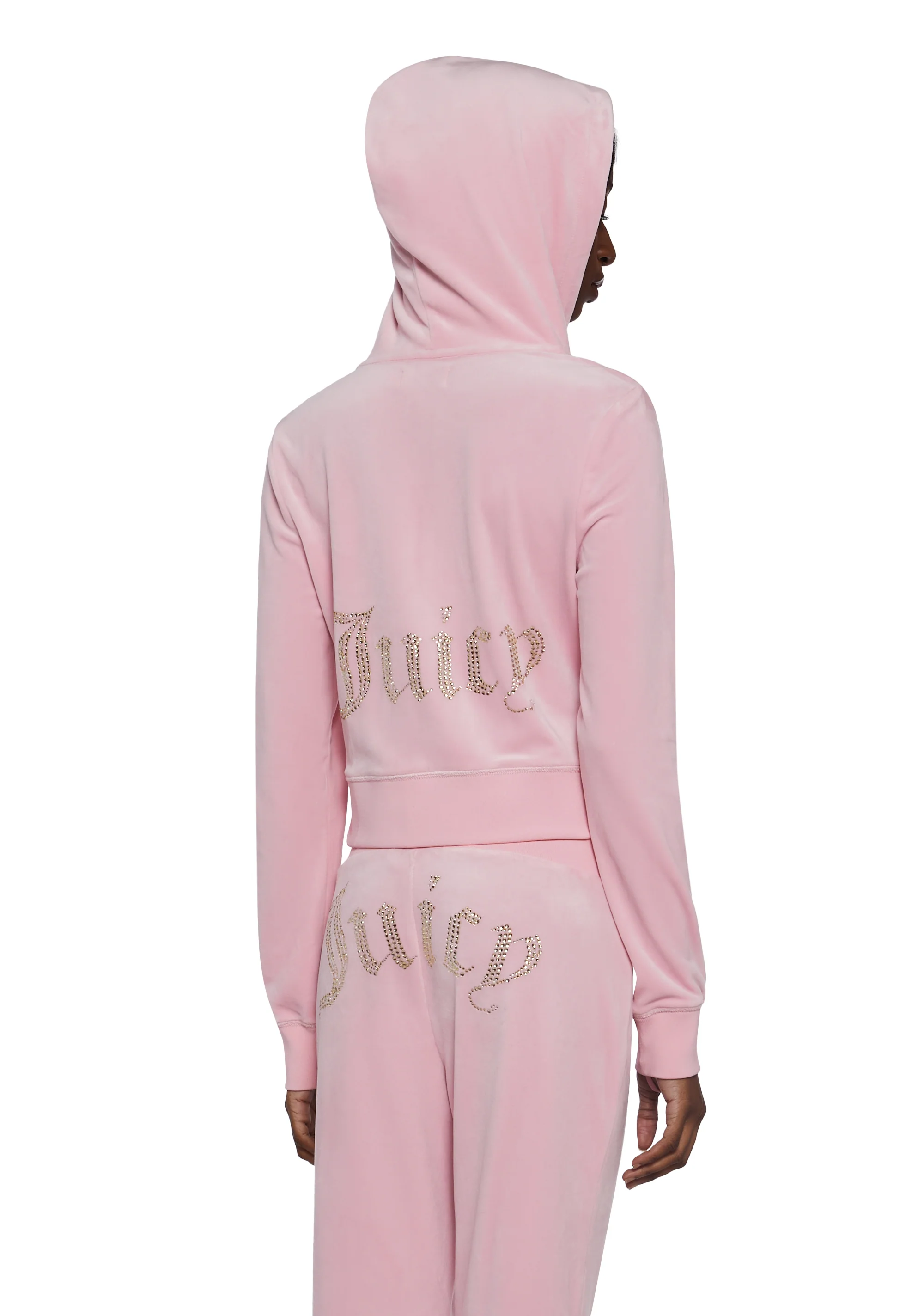 OG Big Bling Velour Hoodie - Pink - Image 4
