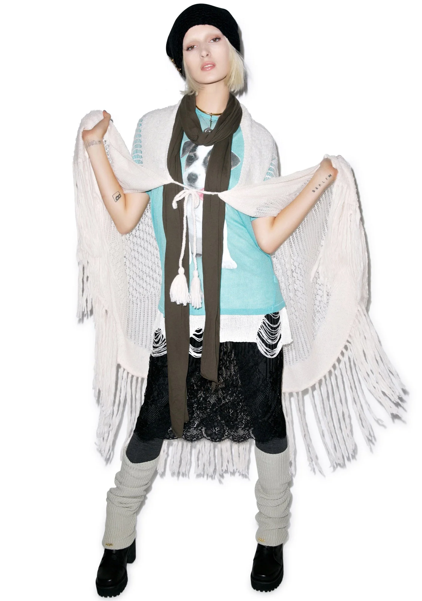 Solid Garden Shawl - White - Image 11